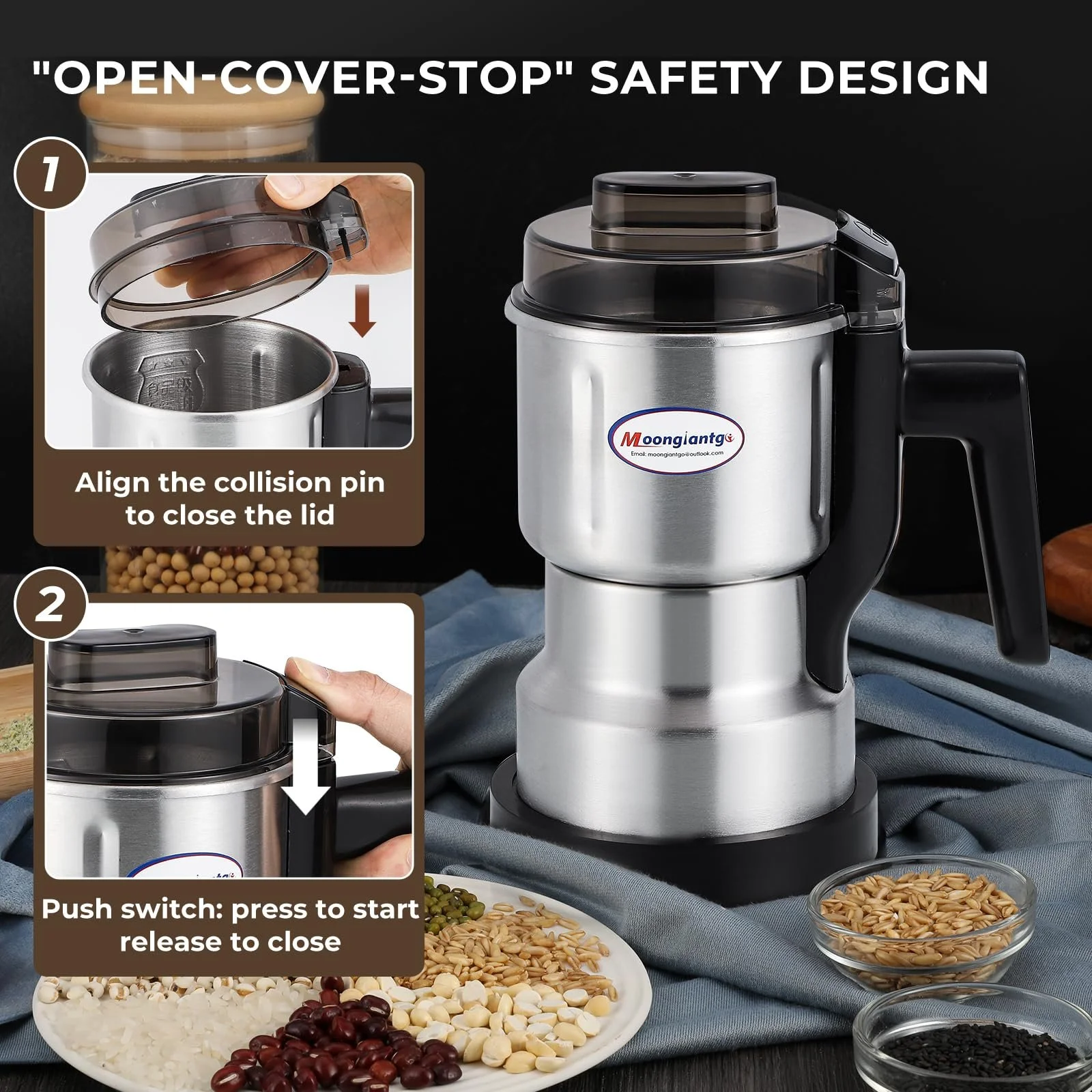 Электрическая кофемолка Moongiantgo Мельница для зерна Суперточного помола Бытовая, фото №4 Электрическая кофемолка Moongiantgo Мельница для зерна Суперточного помола Бытовая, фото №4