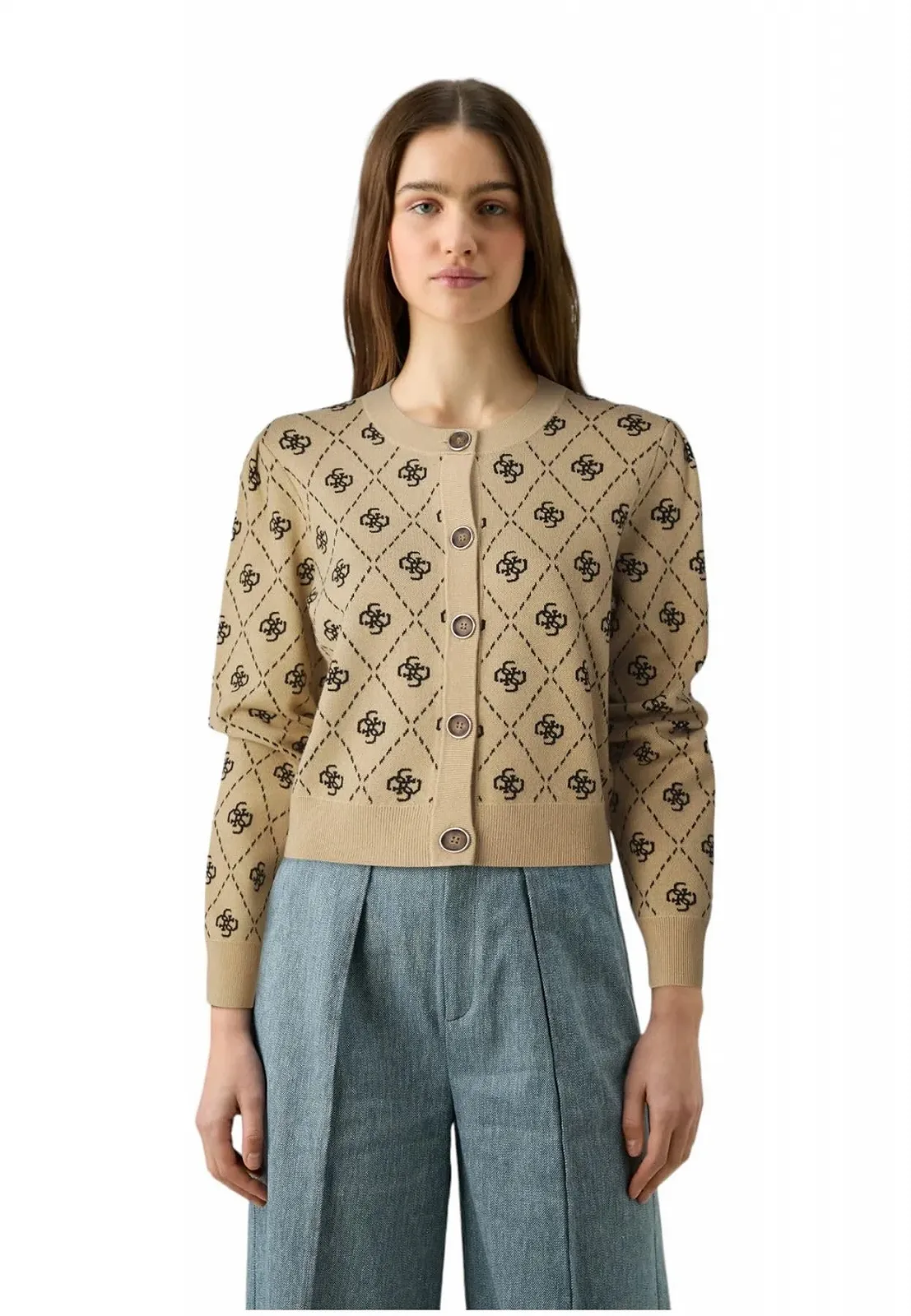 Світшот GUESS Jeans Sarah fn3n Travertine Sand Blac, бежевий, Маленький, фото №3