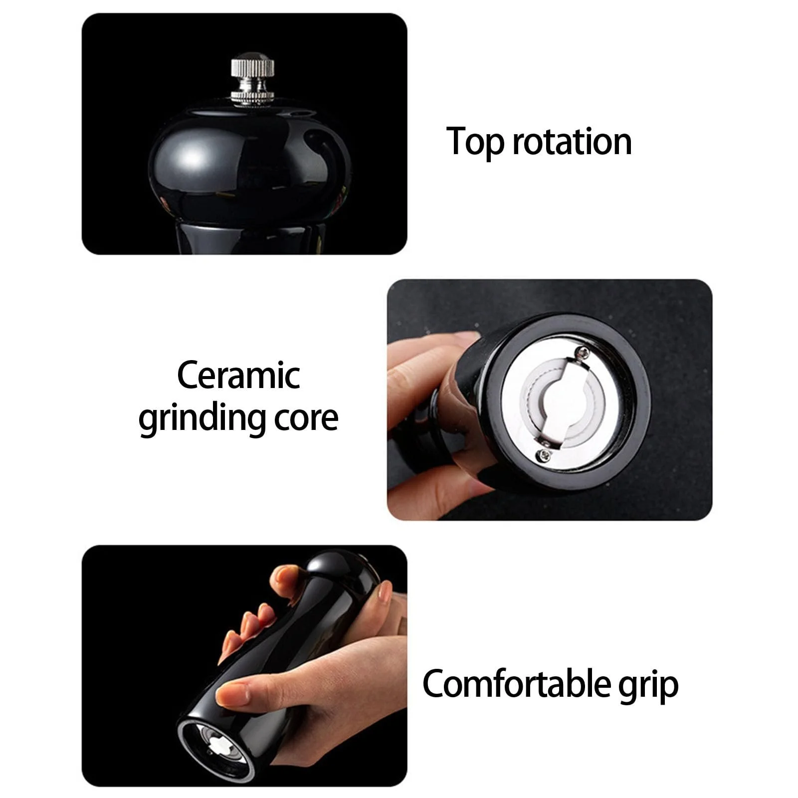 Млин для солі та перцю Дерев'яний Регульована грубість Великий об'єм, фото №4