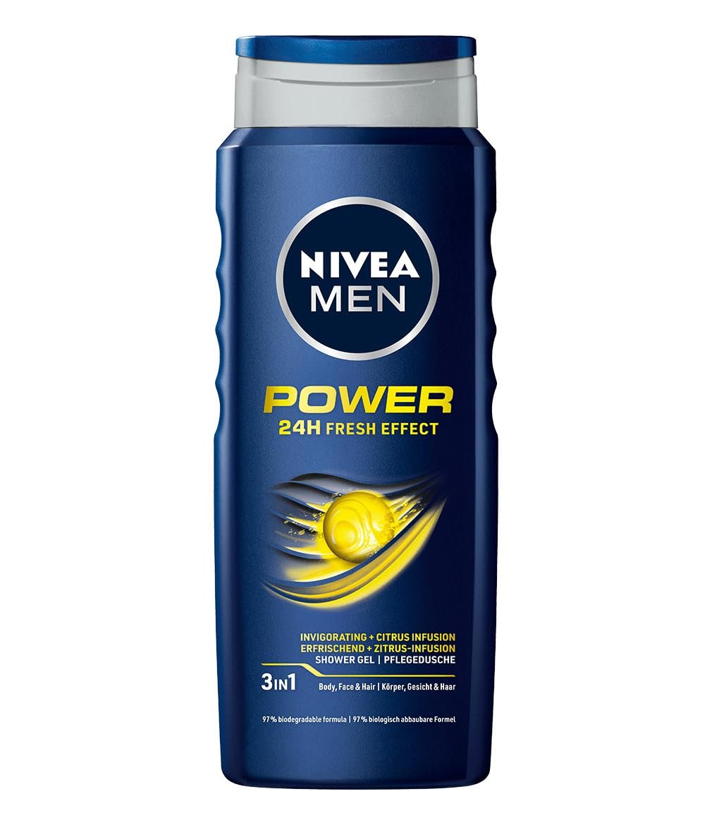 Стимулирующий гель для душа NIVEA MEN Power 24 H Fresh Effect 3-in-1 500 мл, фото №1