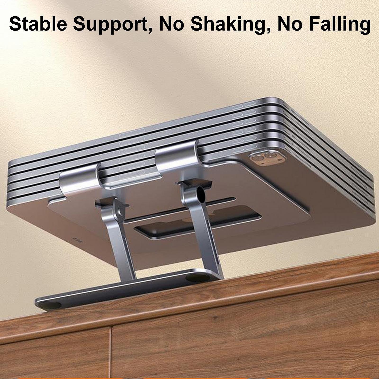 Подставка для ноутбука, вращающаяся на 360 градусов, регулируемая, из алюминиевого сплава, эргономичная подставка для ноутбука, настольная подставка для офиса, университета, общежития, квартиры, школы, путешествий, смартфонов, планшетов, фото №4