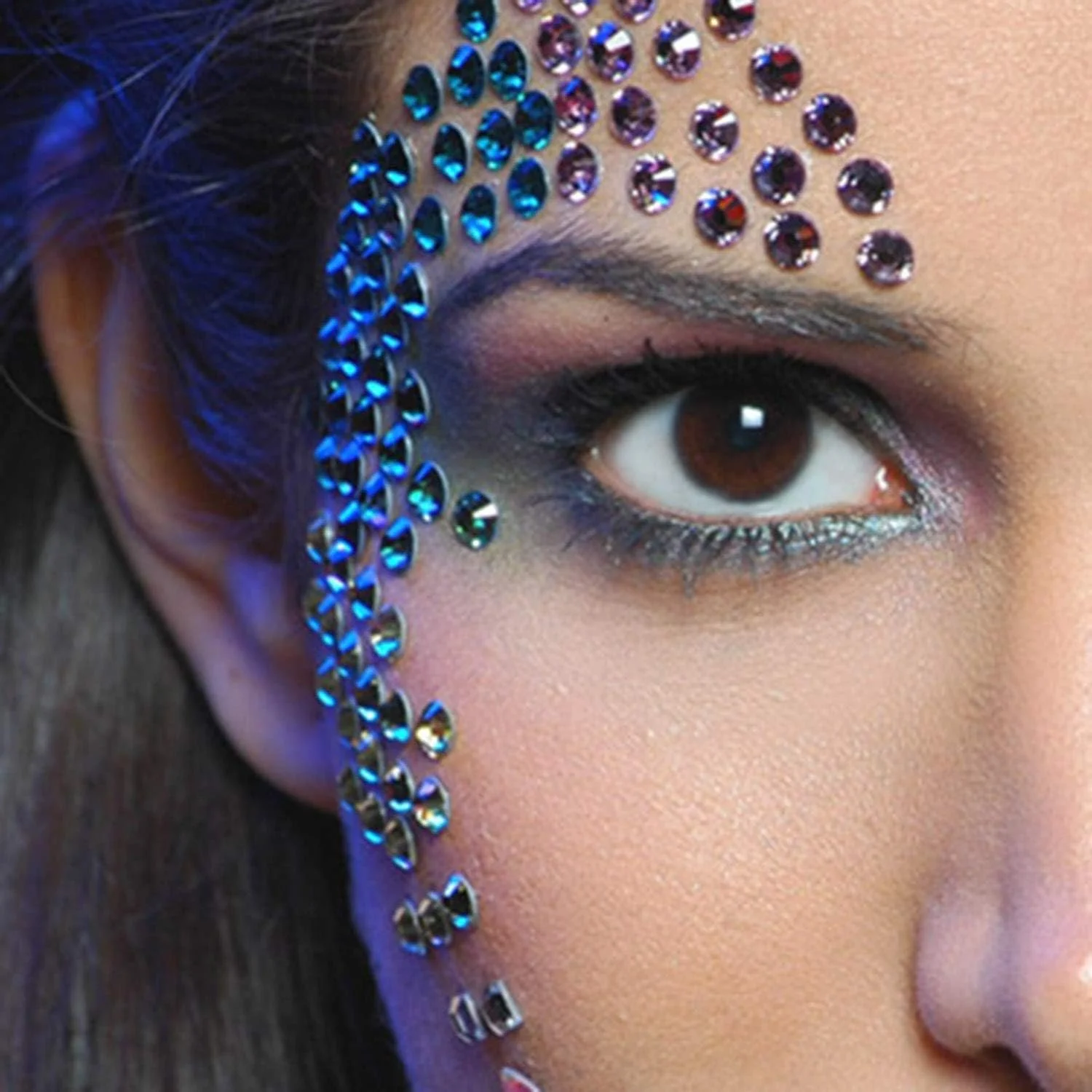 Самоклеючі блискучі камінці, 2300 штук, блискучі діаманти для макіяжу обличчя, прикрас та святкових аксесуарів, 14 аркушів, фото №4