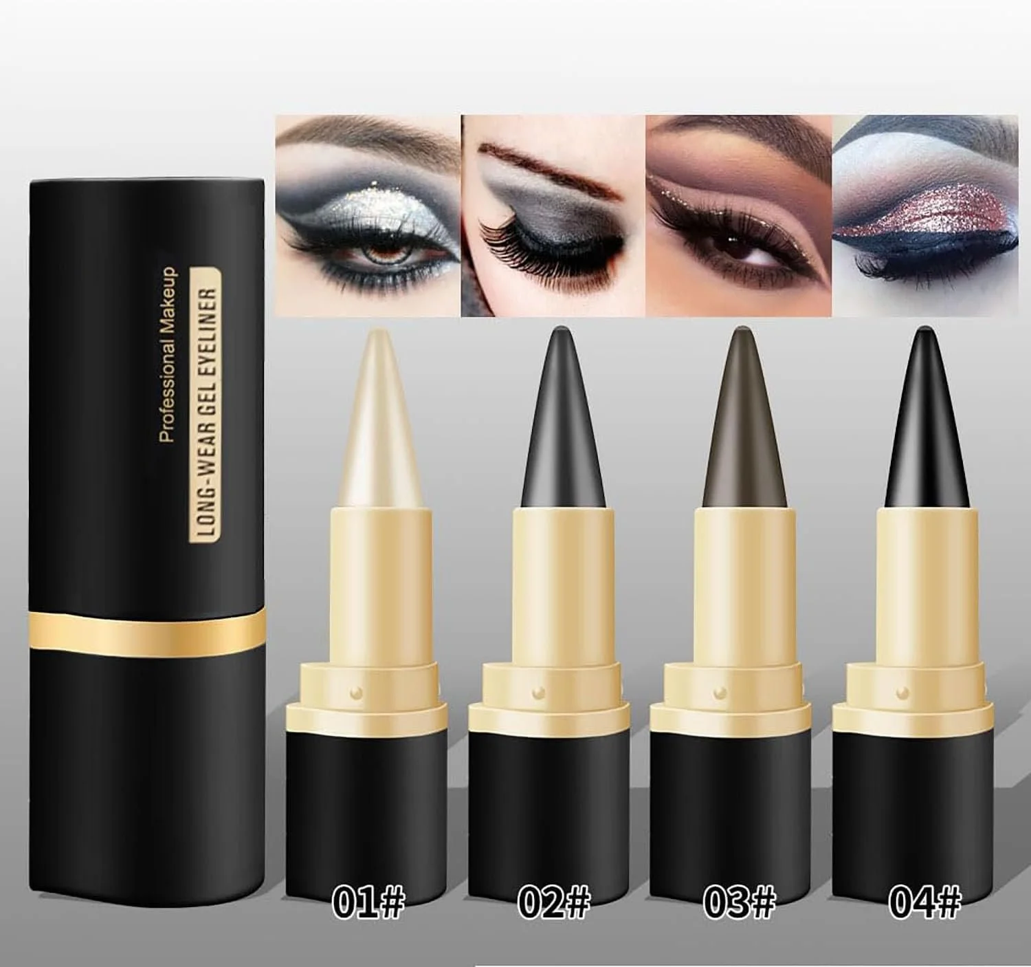 Гелевий Олівець для очей Ayky Long Wear, Natural Black, Водостійкий, фото №3