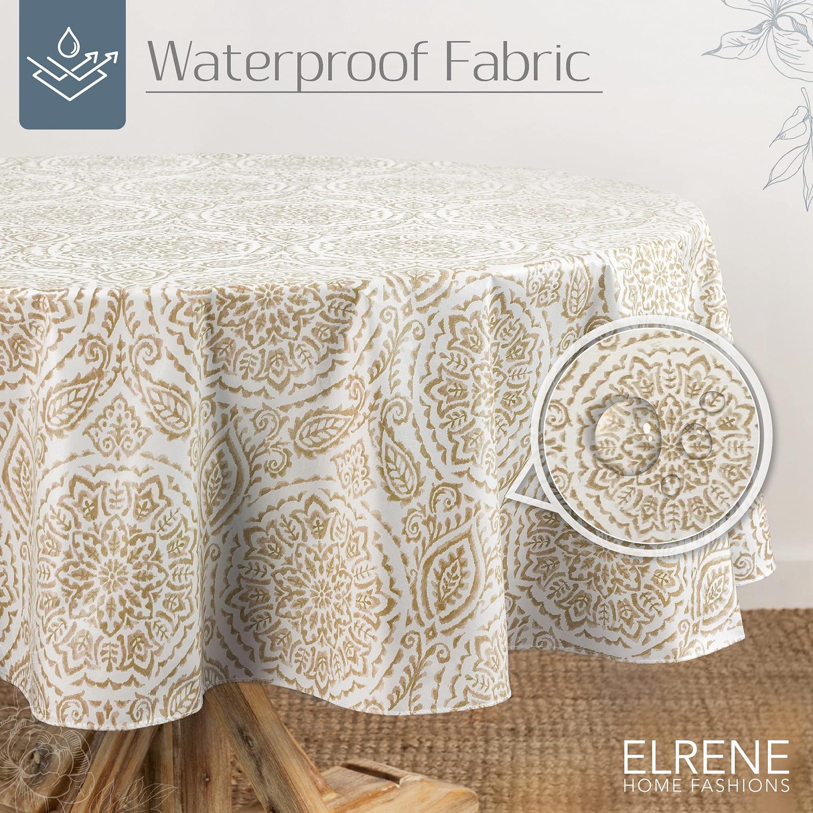 Скатертина Elrene Home Fashions Savannah Boho Paisley 60 x 84 дюймів овальна вінілова сіро-коричнева, фото №2