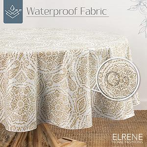 Скатертина Elrene Home Fashions Savannah Boho Paisley 60 x 84 дюймів овальна вінілова сіро-коричнева synthetic.ua - Фото 1