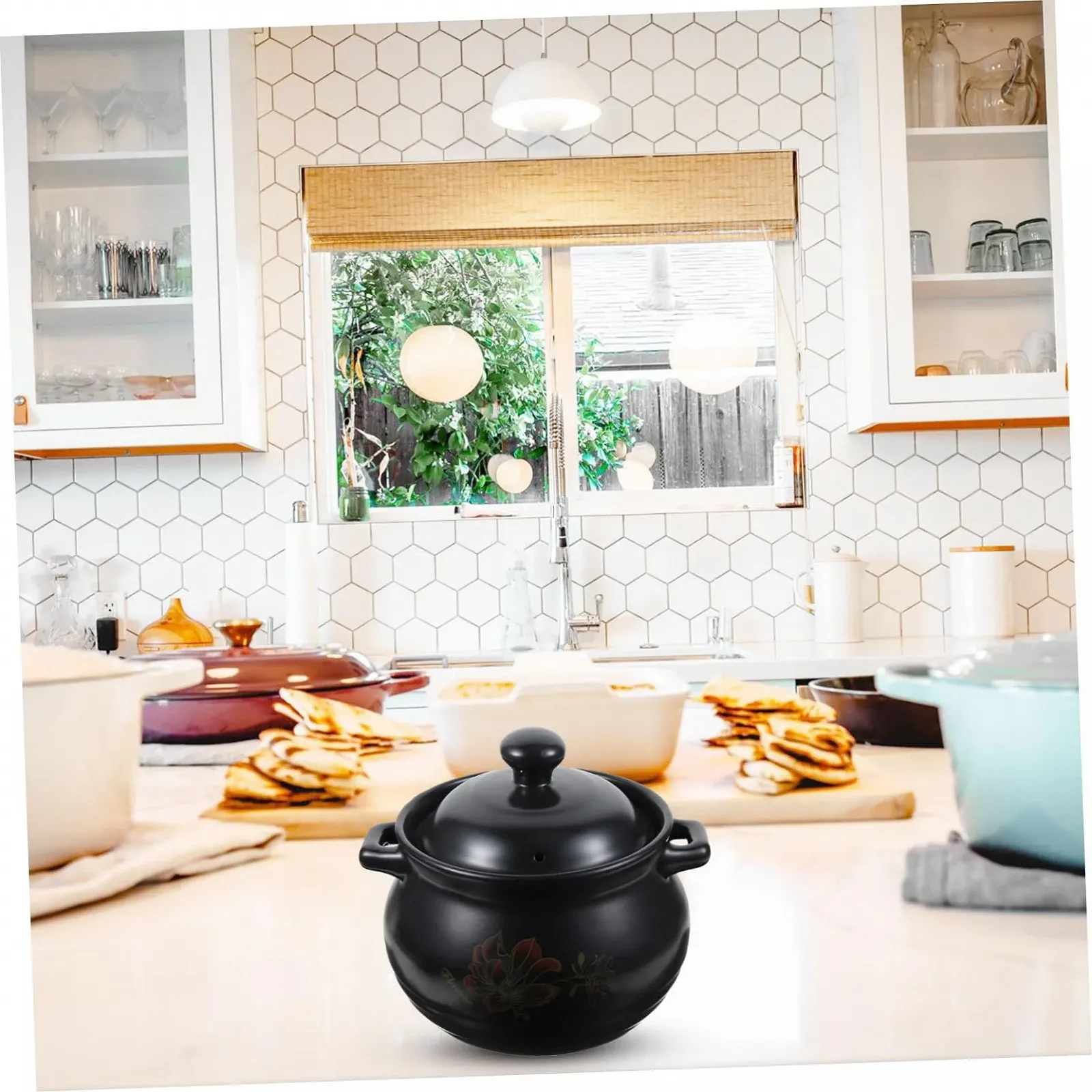 Керамическая кастрюля Toyvian Stoneware Pot для супа черная, фото №8