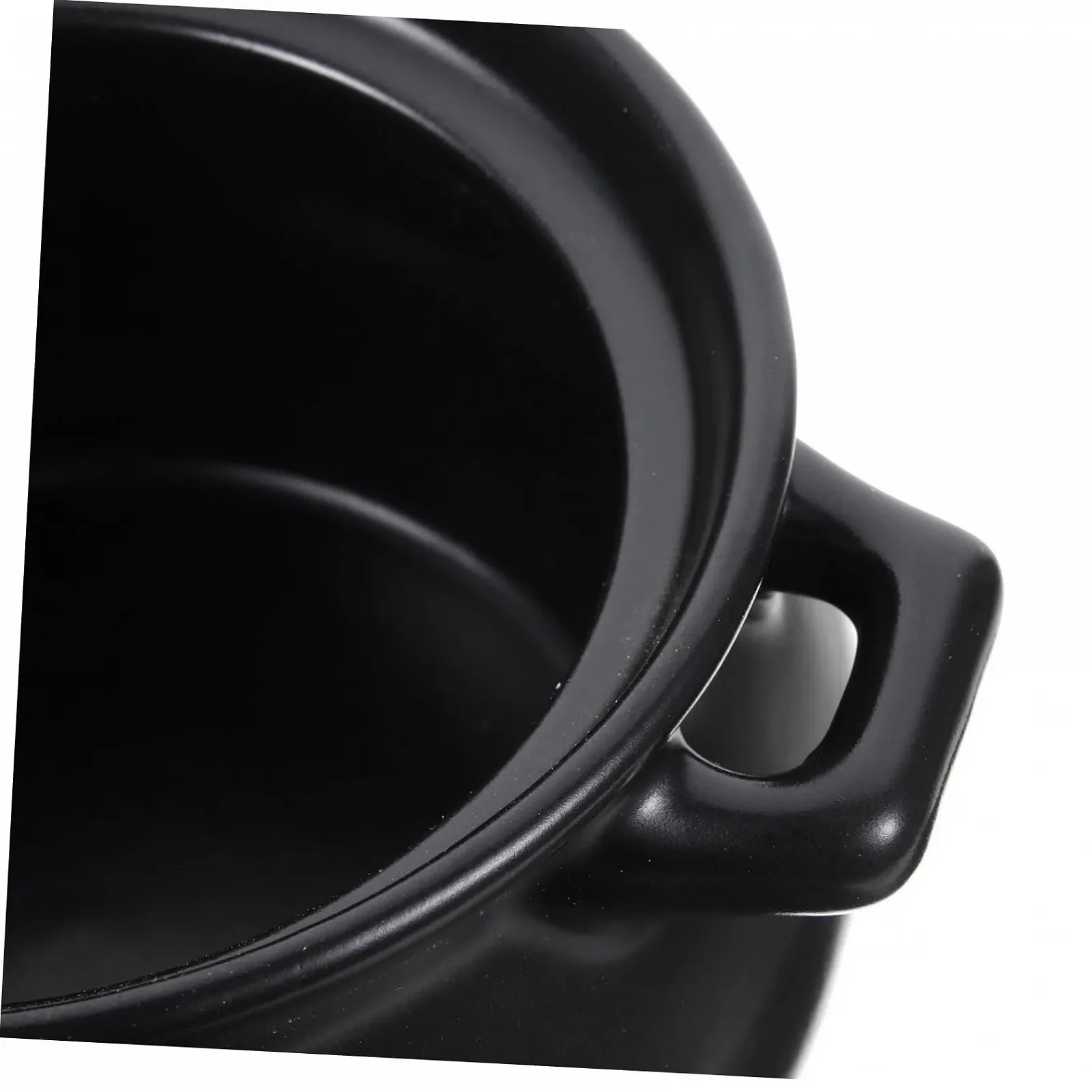 Кастрюля для тушения керамическая с цветочным узором Черная, фото №4