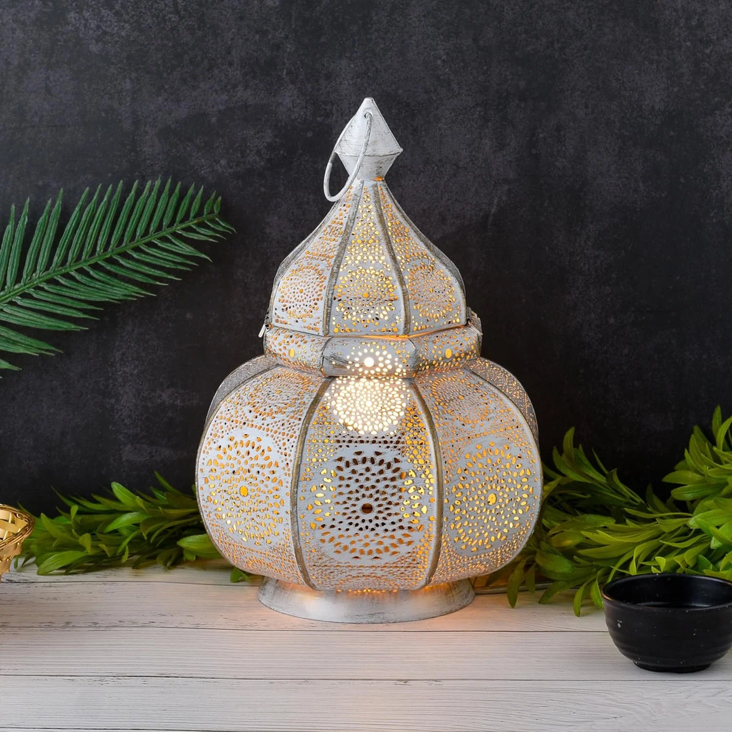 Набір з 2 ламп-ліхтарів Marrakech Lamisa метал 30 см східний декор Біла, фото №2