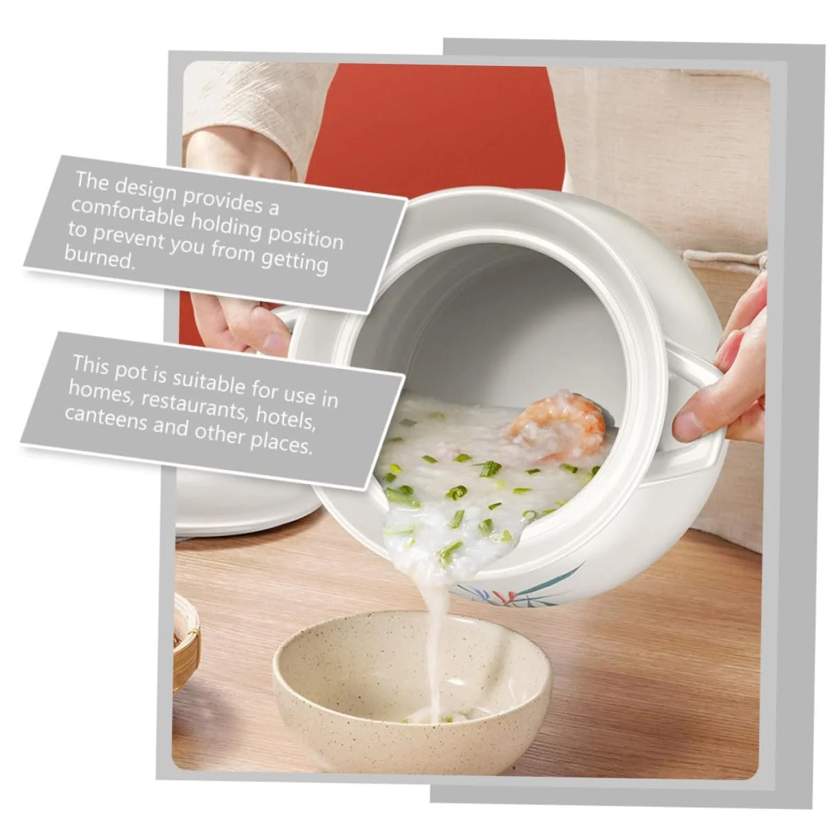 Кастрюля для тушения Toyvian керамическая термостойкая равномерное распределение тепла для медленного приготовления супов, фото №7