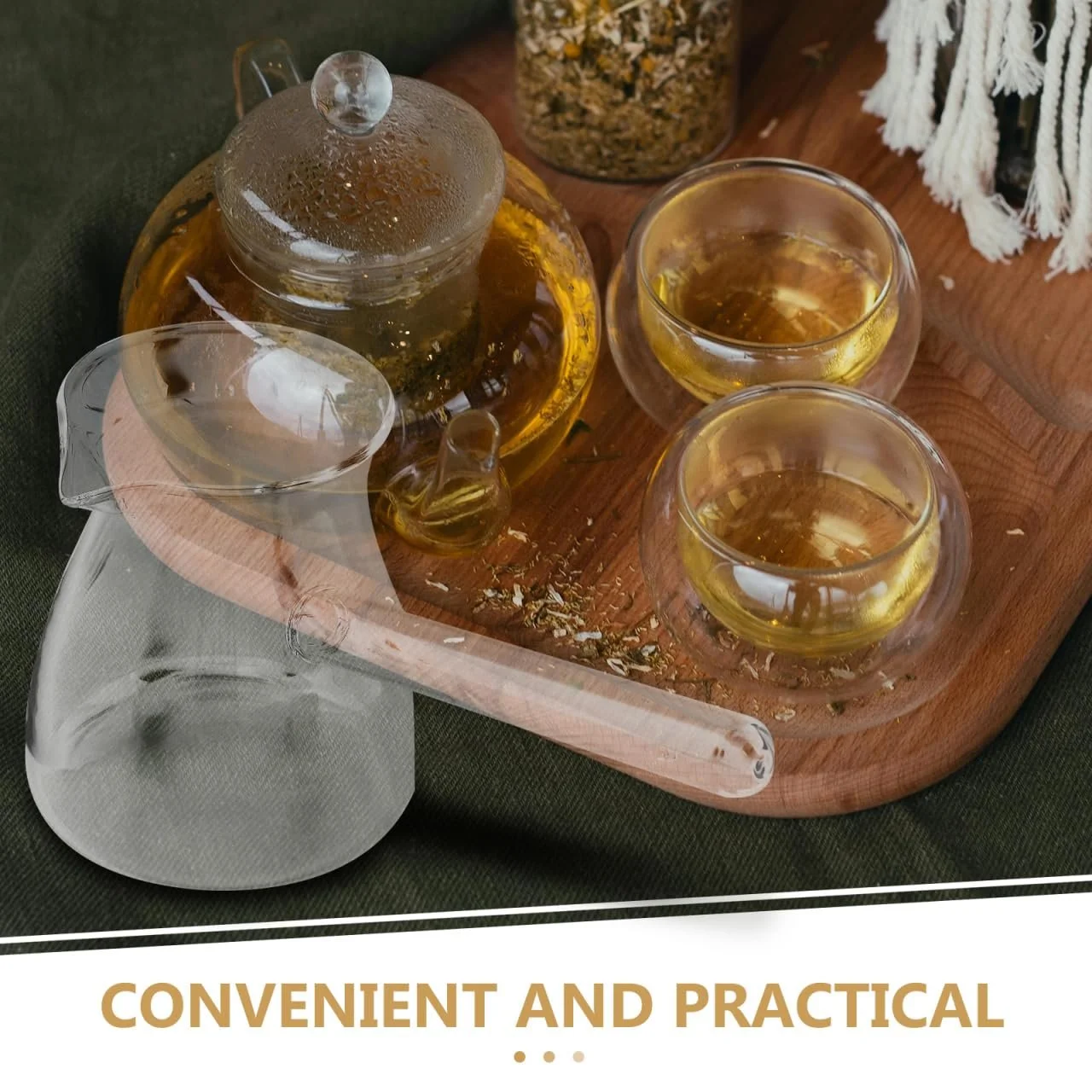 Турка стеклянная IMIKEYA 650 мл прозрачная с боковой ручкой, фото №8