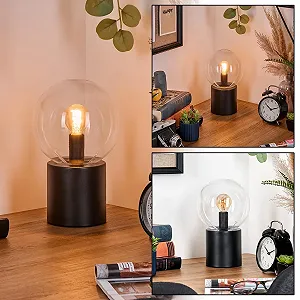 Настільна лампа HOFSTEIN Gastor Метал / Скло Сучасна Ретро/Вінтаж E14 Чорна/Прозора - Фото 1