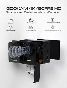 Камера GOOKAM GO9 4K 60fps 24MP WiFi Экшн-камера с двойным экраном сенсорный 40M подводная камера Ледовые спортивные камеры 2.4G Пульт дистанционного управления Шлемная камера 170° Широкий угол с 2 х 1350 мАч аккумуляторами synthetic.ua - Фото 1