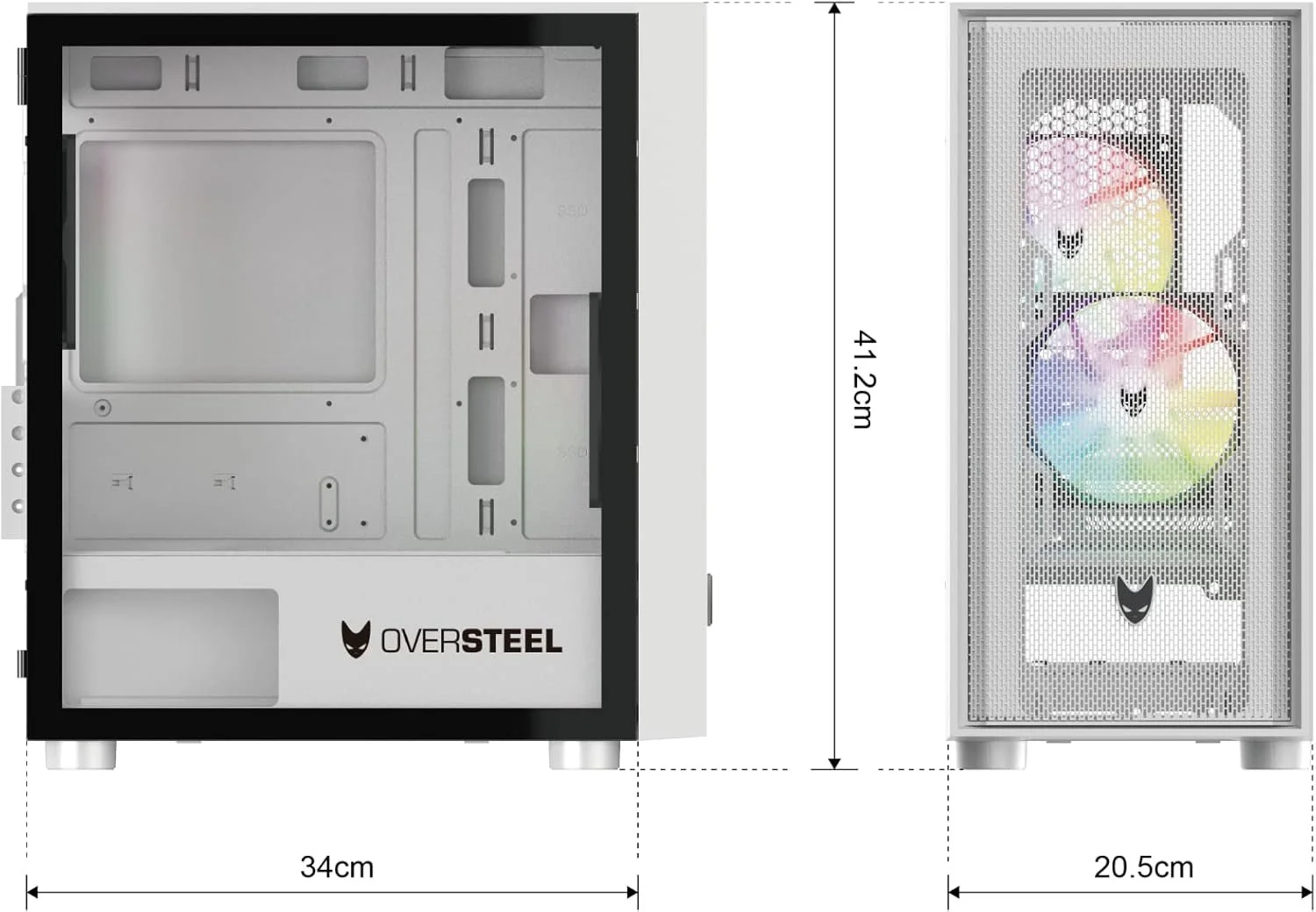Корпус для ПК Oversteel AERIS / RGB / Без БЖ / Білий, фото №6 Корпус для ПК Oversteel AERIS / RGB / Без БЖ / Білий, фото №6