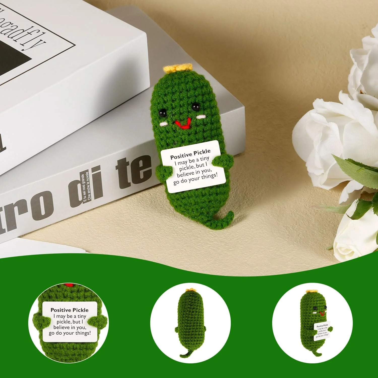 Игрушка NQEUEPN Positive Cucumber вязаный огурец 10,2 см зеленый, фото №3 Игрушка NQEUEPN Positive Cucumber вязаный огурец 10,2 см зеленый, фото №3