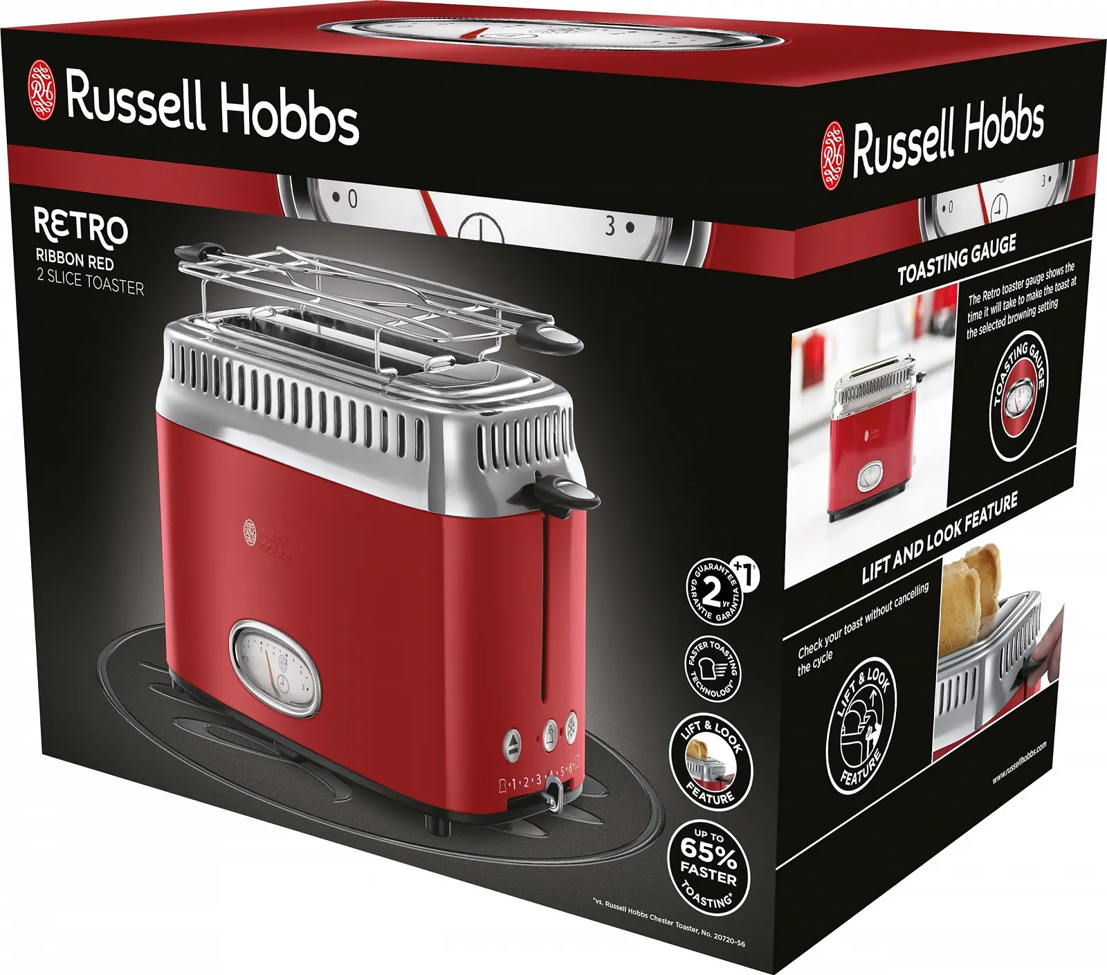 Тостер Russell Hobbs Vintage 21680-56 на 2 скибочки, ретро, нержавіюча сталь, червоний, фото №11