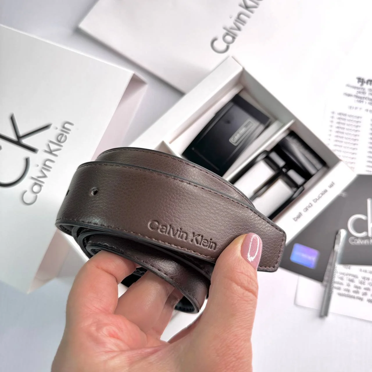 Шкіряний ремінь Calvin Klein подарунковий набір для чоловіка, фото №8