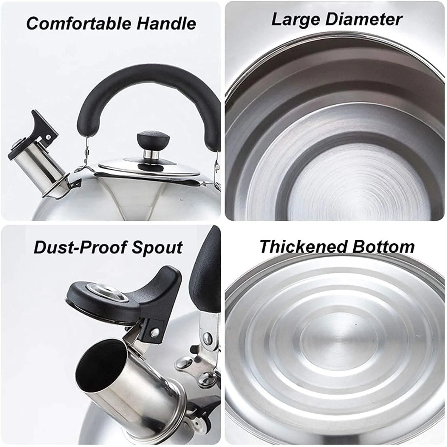 Чайник з свистком з нержавіючої сталі Великої ємності для швидкого нагріву для всіх плит, фото №5 Чайник з свистком з нержавіючої сталі Великої ємності для швидкого нагріву для всіх плит, фото №5