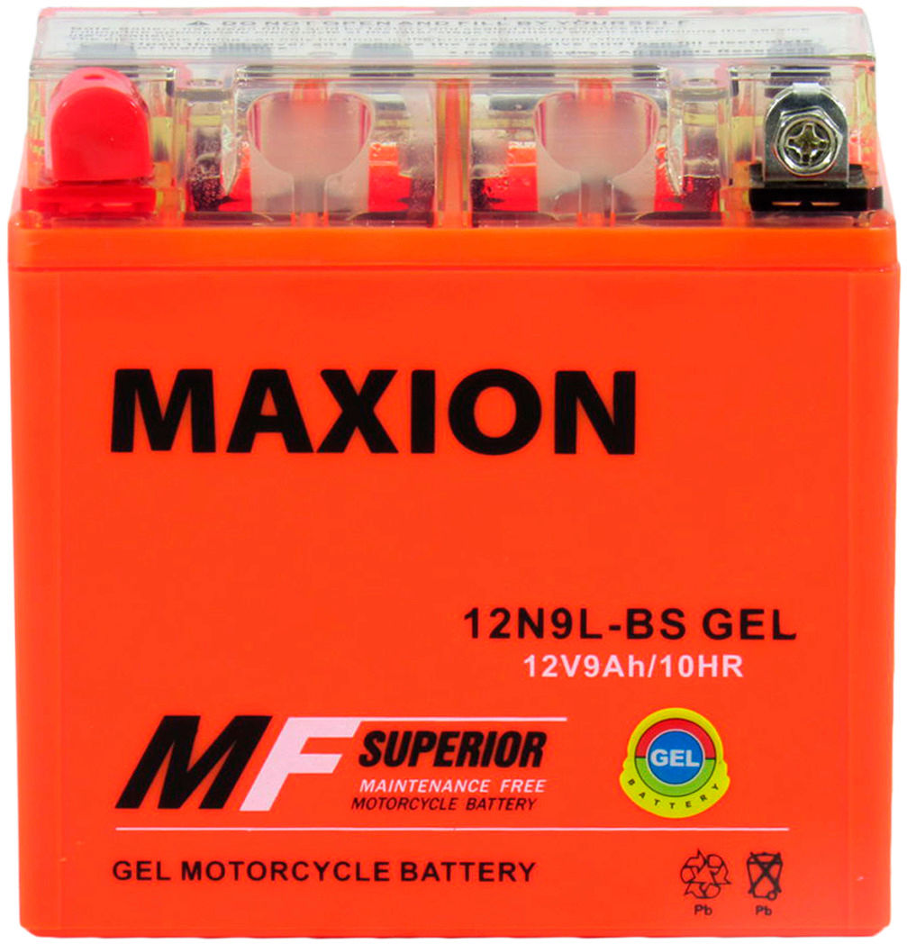АКБ мото гелевий 12V 9-А/Ч L Maxion 135х75х139 12N9L-BS GEL, фото №1