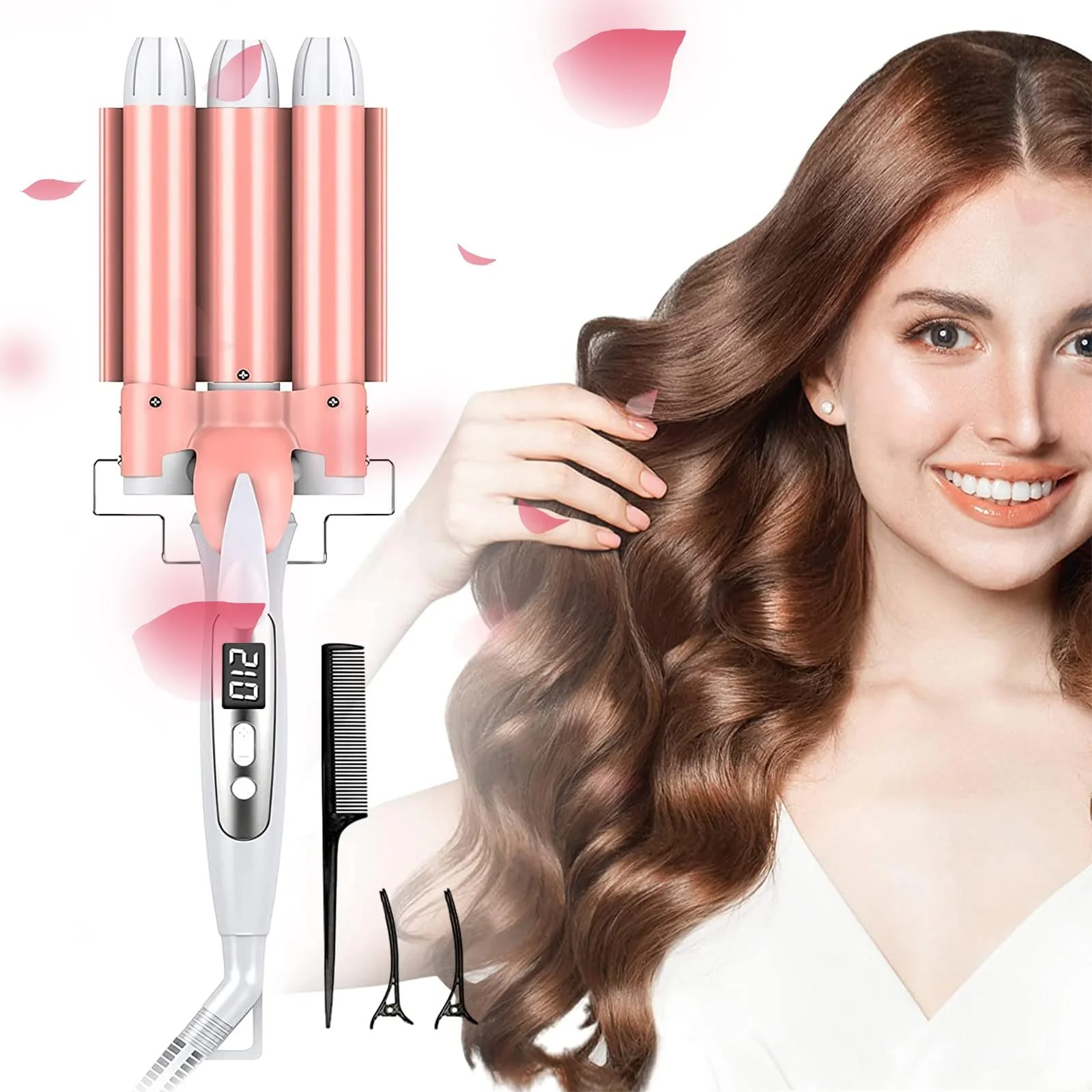 Потрійна плойка Curling Iron 3 Barrels 32 mm Wave Iron Керамічне покриття LCD дисплей, фото №1 Потрійна плойка Curling Iron 3 Barrels 32 mm Wave Iron Керамічне покриття LCD дисплей, фото №1