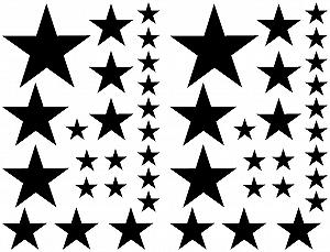 Наклейка на стіну Samunshi® Stars Set Filled 28 x 2.5 см 12 x 5 см 4 x 7.5 см 2 x 10 см Black - Фото 1