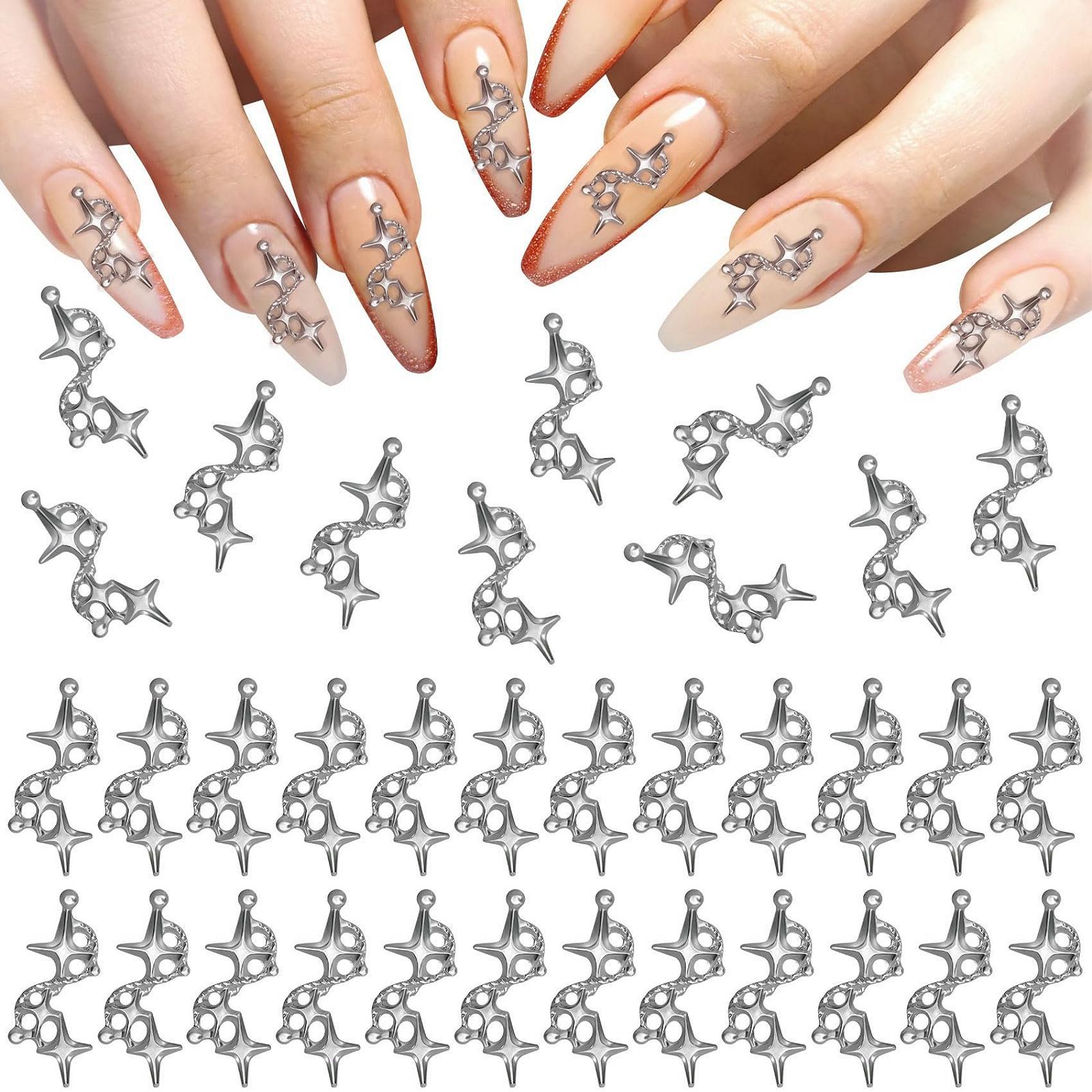 Украшения для ногтей Звезда 3D 100 шт. Triplet Star Серебряные акриловые стразы для ногтей, ювелирные изделия для женщин, девочек, мобильных телефонов, скрапбуков, конвертов, рождественских открыток, фото №1