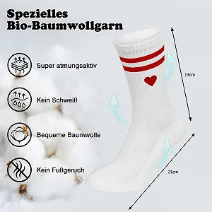 Теннисные носки Женские 37-43 Махровая подошва Дышащие хлопковые носки Женские с полосками Сердце Белые теннисные носки synthetic.ua - Фото 1