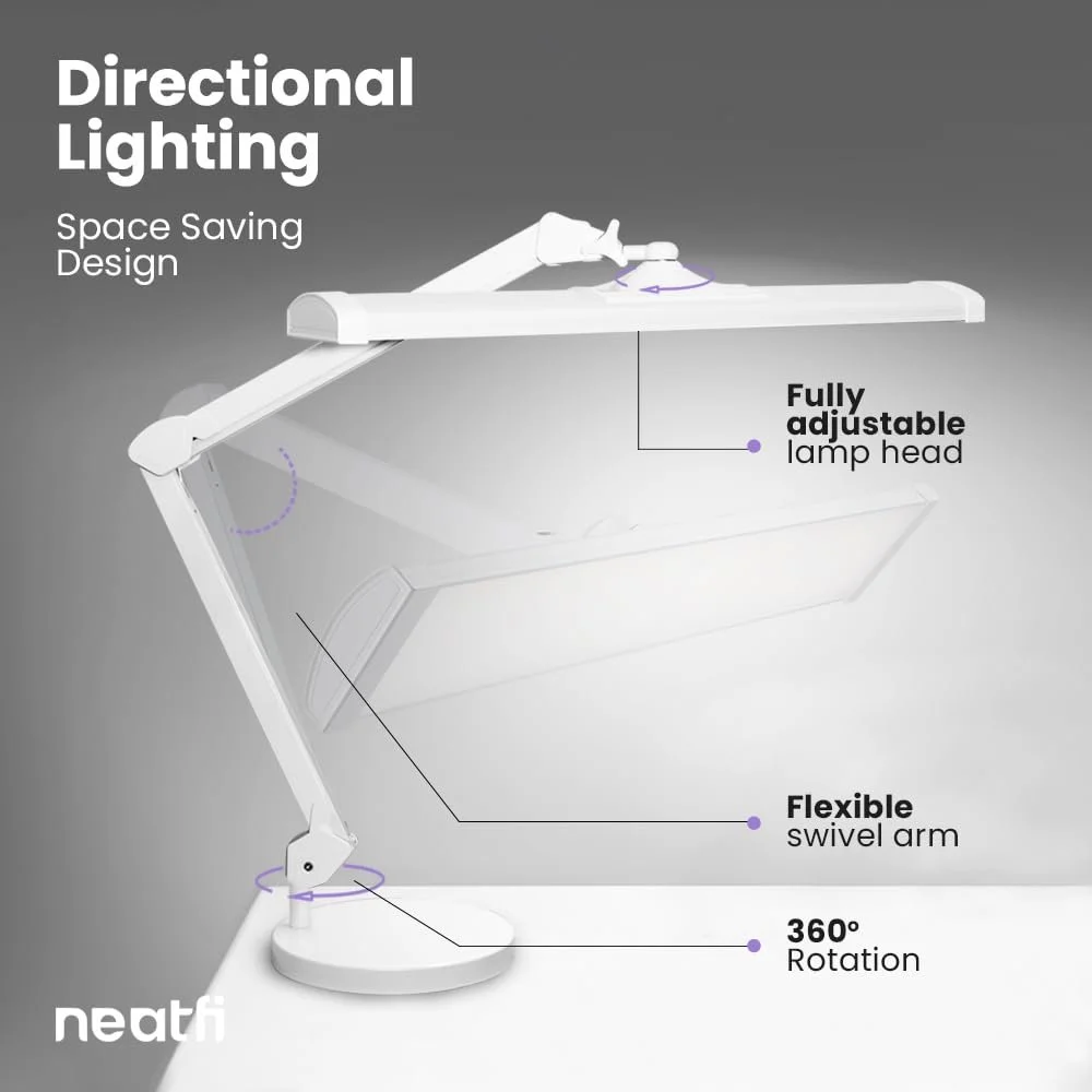 Настільна лампа Neatfi LED 3500 люмен 45 Вт 26 дюймів Wide Shade (White), фото №5