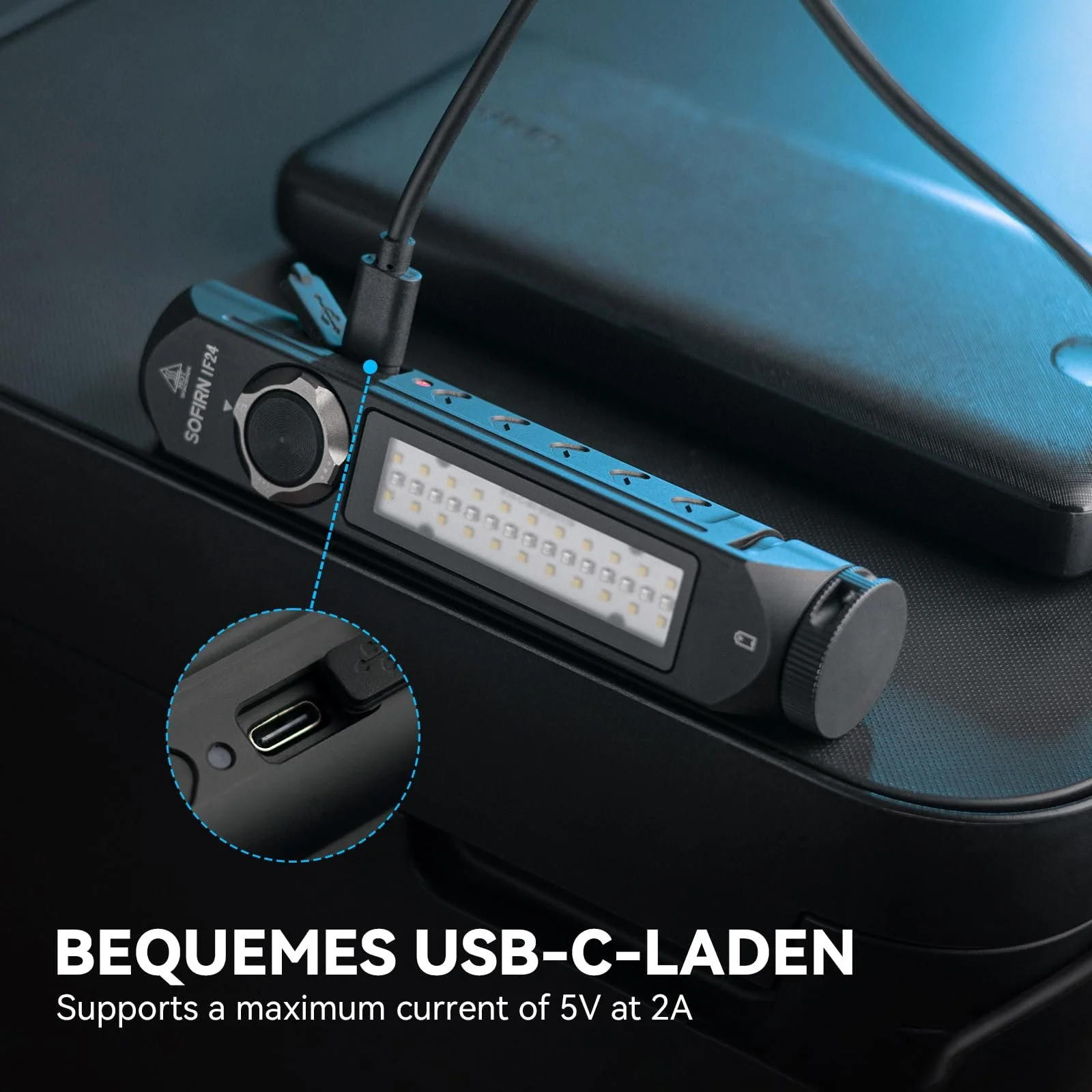 Фонарь Sofirn IF24 LED Аккумуляторный - Очень Яркие Фонари 2000 Люмен Белый Свет, IP66 Водонепроницаемый с Магнитом, Прочный Карманный Фонарь Маленький с Красным Светом, Цветной LED для Кемпинга, Улицы, фото №5