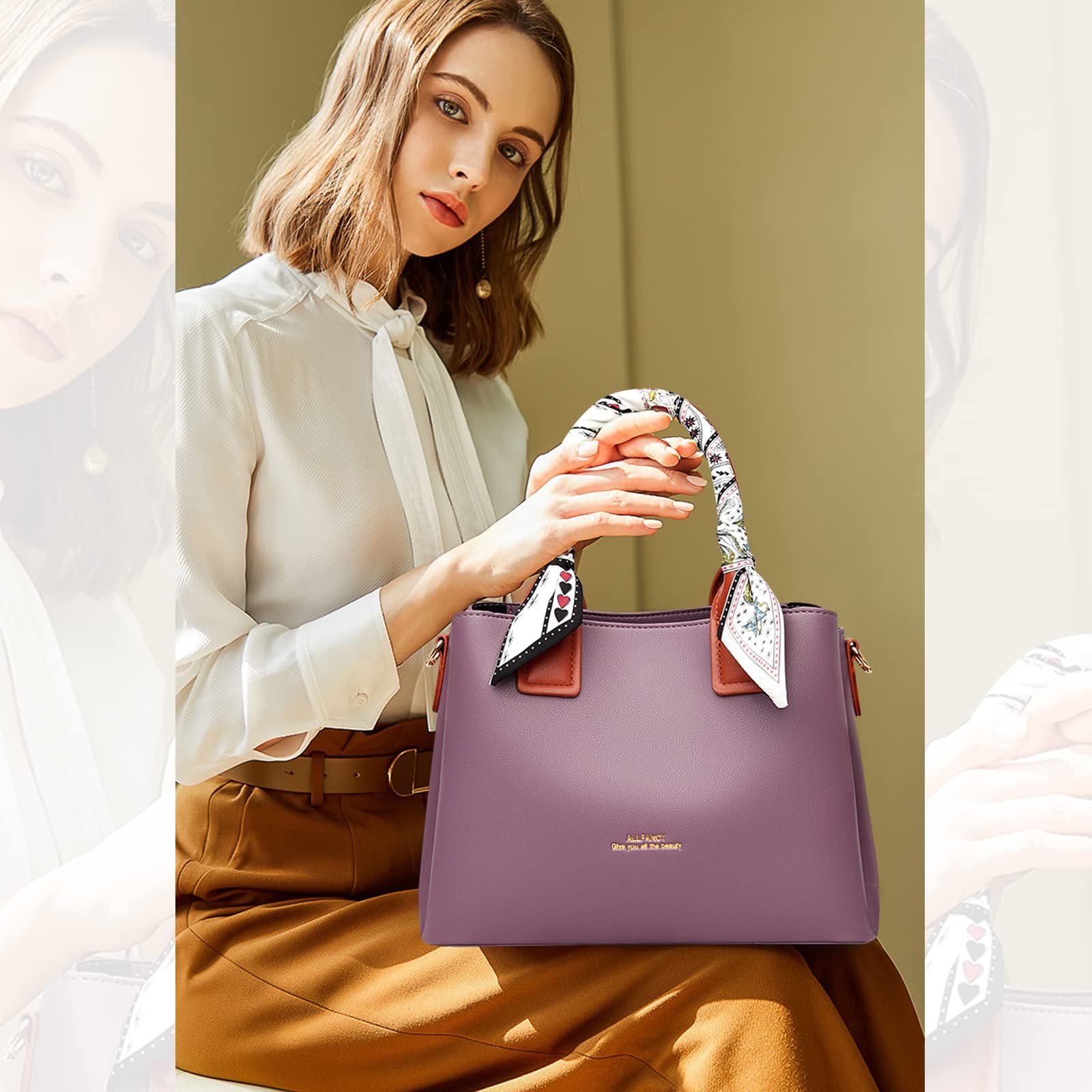 Сумка с верхней ручкой NICOLE & DORIS Фиолетового цвета, фото №2