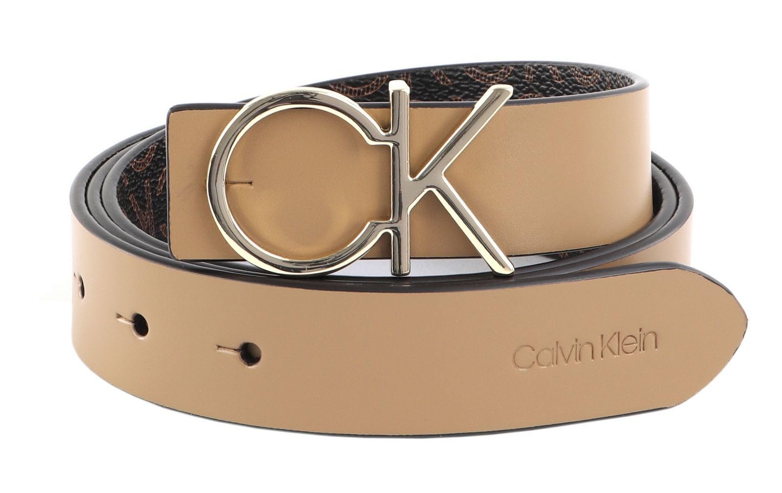 Ремень Calvin Klein Re-Lock CK Rev 30 мм W95 Safari Canvas/Brown Mono, Safari Canvas / Brown Mono, фото №1