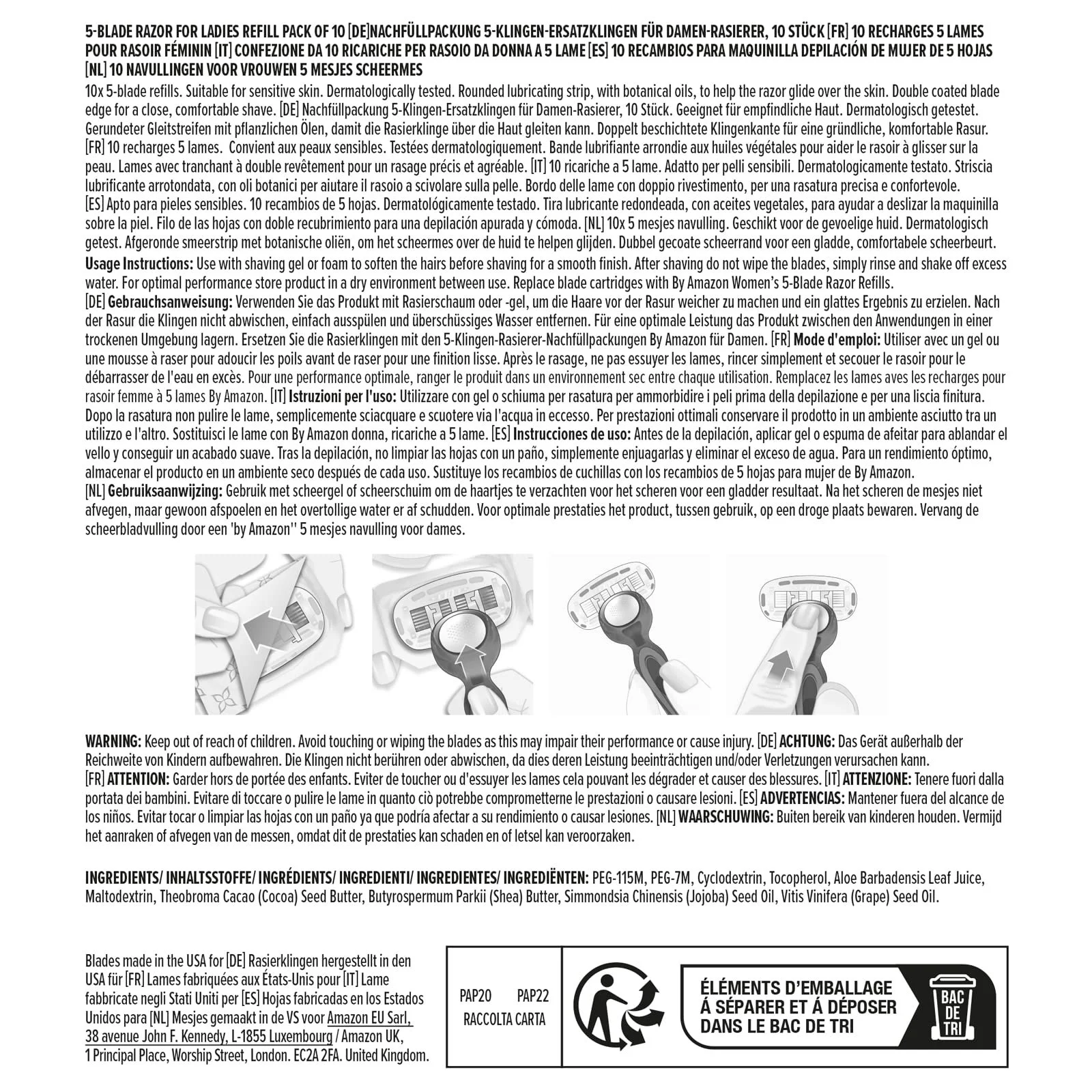 Бритва by Amazon 5-лезвийная с 10 сменными кассетами для женщин розовая, фото №6