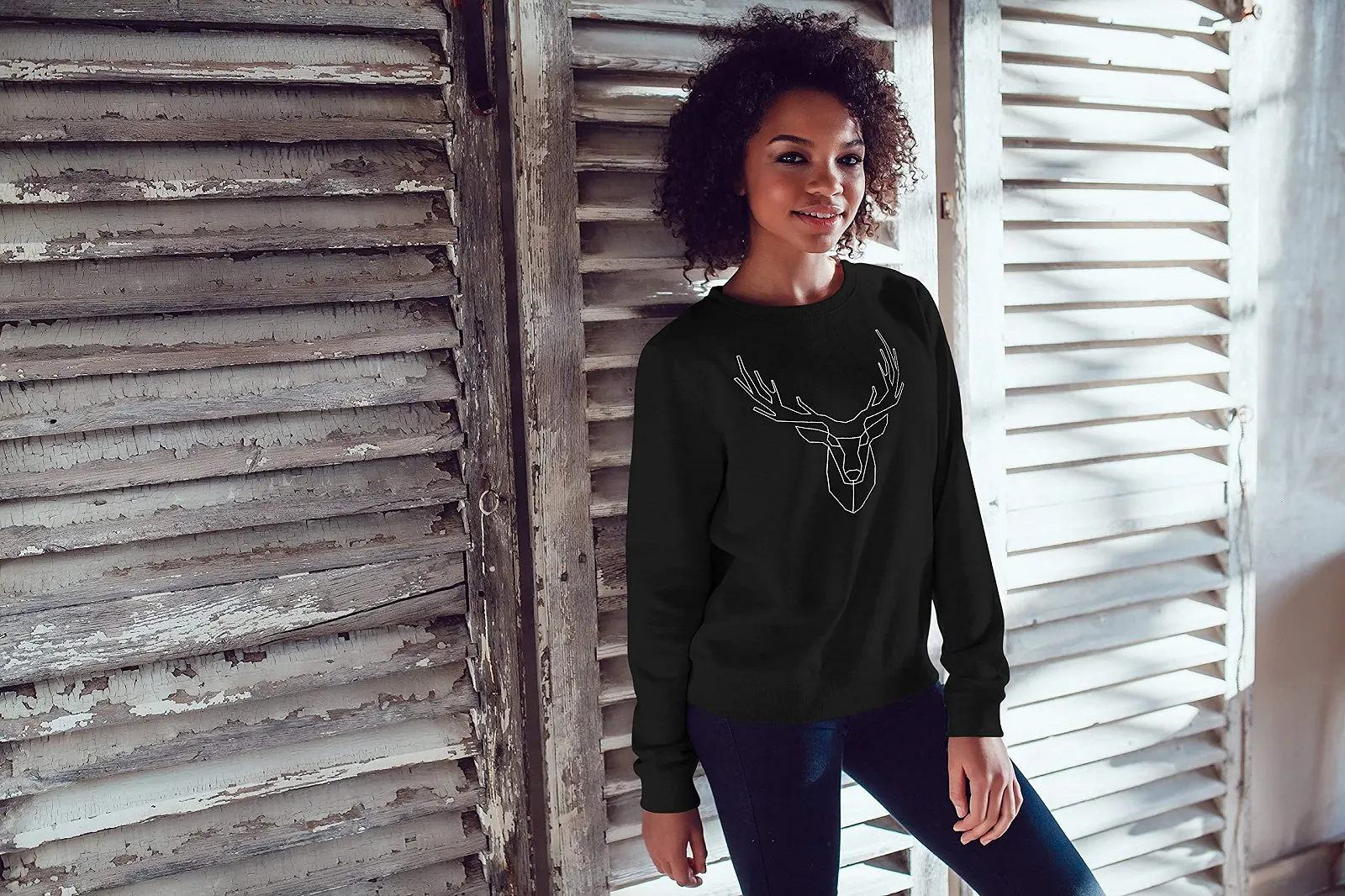 Женская толстовка Neverless с принтом оленьих рогов, низкий полигональный джемпер с круглым вырезом, свитер, фото №2 Женская толстовка Neverless с принтом оленьих рогов, низкий полигональный джемпер с круглым вырезом, свитер, фото №2