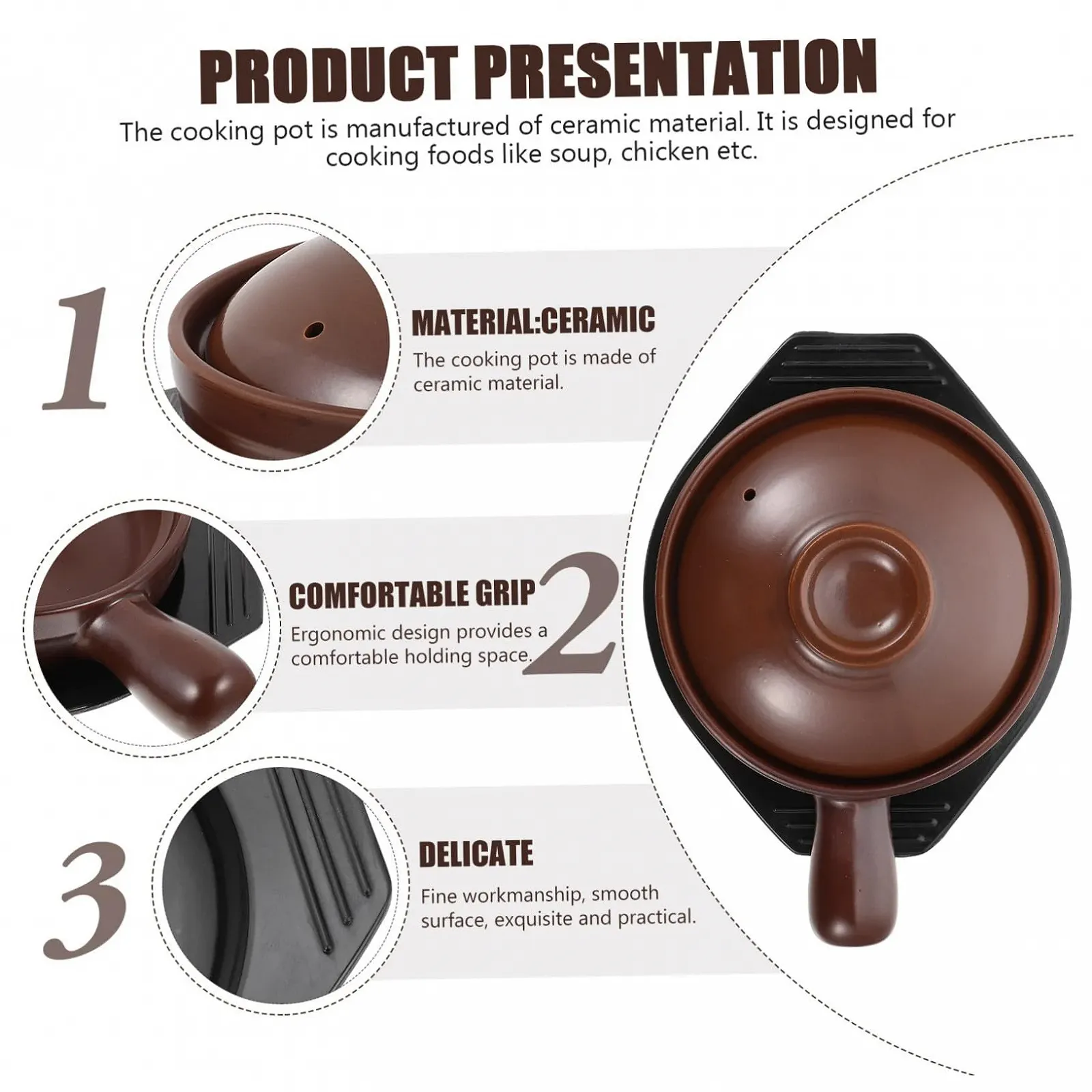 Керамическая кастрюля С ручкой и плоским дном для быстрого и равномерного нагрева, фото №9