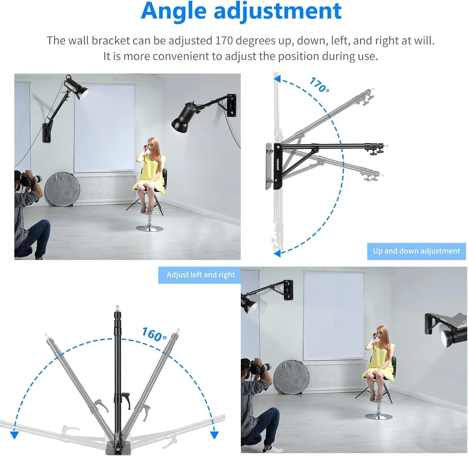 Настінне кріплення Neewer ST-WM130 Чорний, фото №4