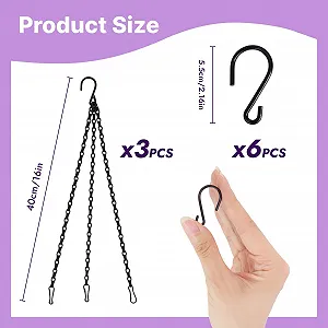 Ланцюги для підвісних кошиків Набір із 3 штук Метал Чорний synthetic.ua - Фото 1