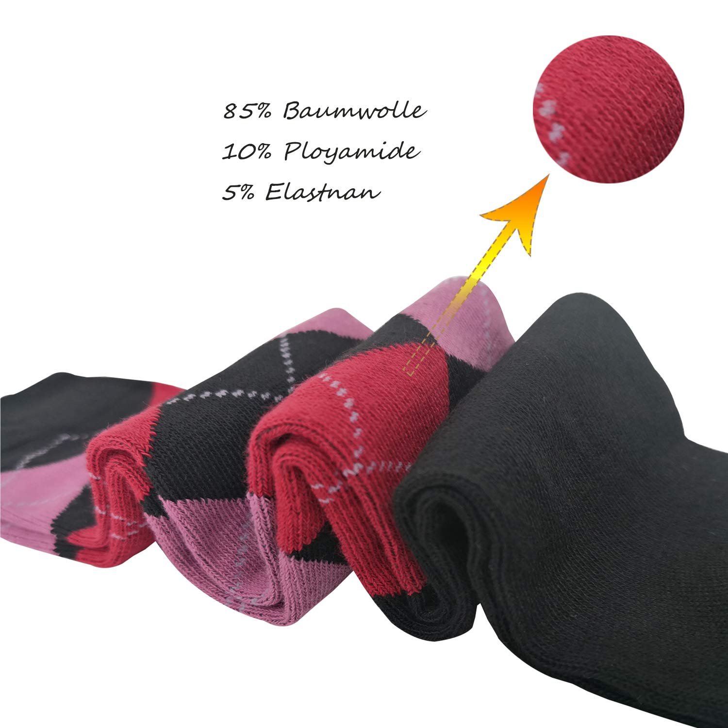 Женские носки для бега, гольфы, дорожные носки, длинные компрессионные носки в клетку 1303, 4/6 пар, фото №6