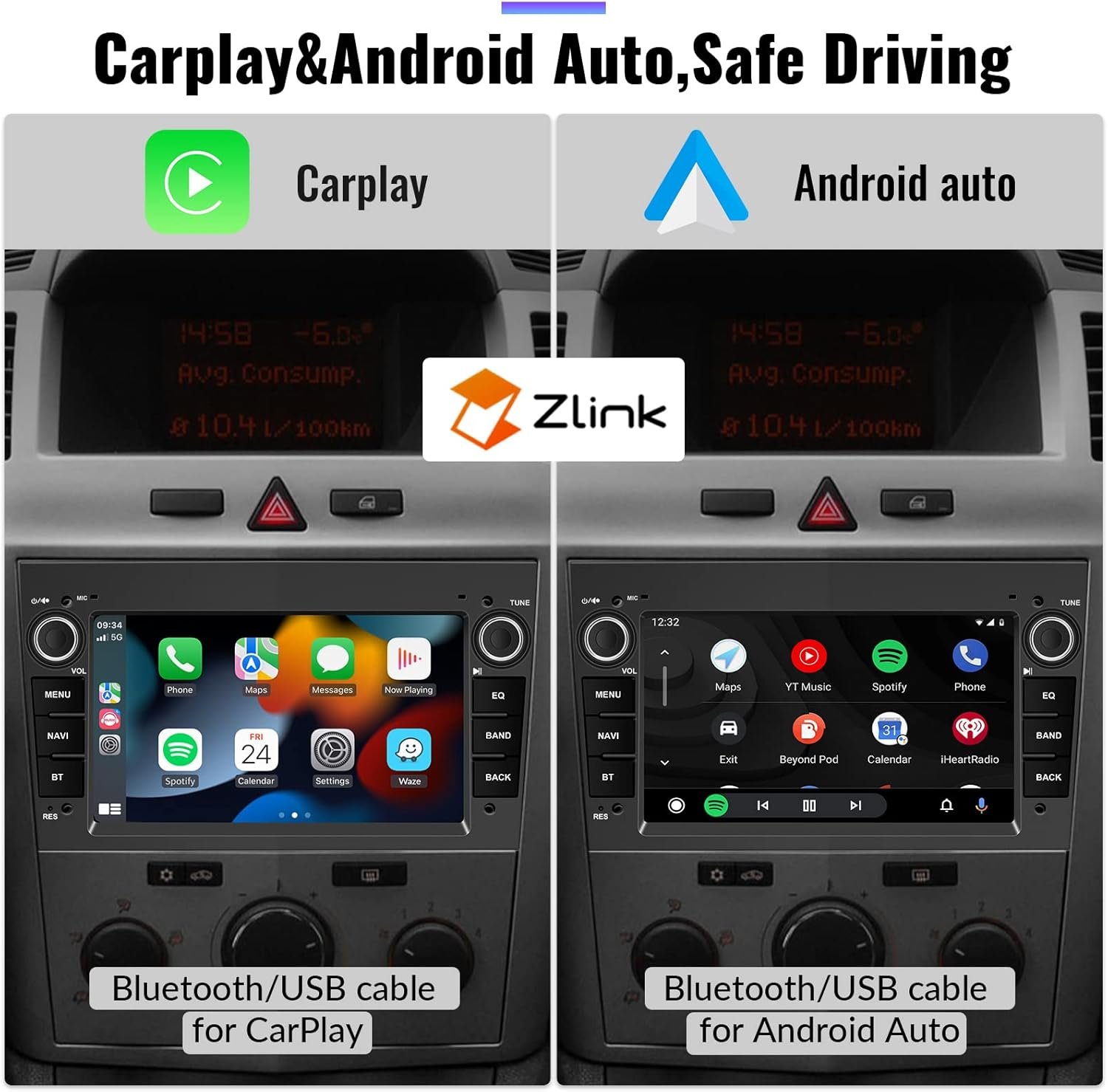 Штатна автомагнітола CAMECHO A3084 для Opel Corsa d/Astra h/Zafira b/Meriva/Vivaro / 7" / Сенсорна / 2/64Гб / Android 13 / Apple CarPlay / Android Auto / Bluetooth / WI-FI / USB / 2DIN, фото №2