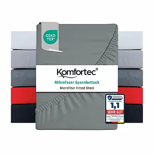 Простынь на резинке Komfortec Microfibre 90 x 200 см, серая - Фото 1