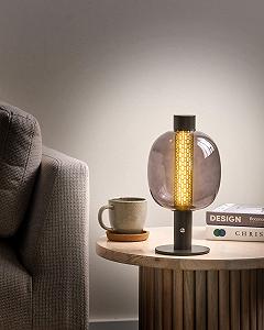 Настільна лампа LED Beliani Pulangi Металева Акумуляторна Бездротова з димером Чорна synthetic.ua - Фото 1