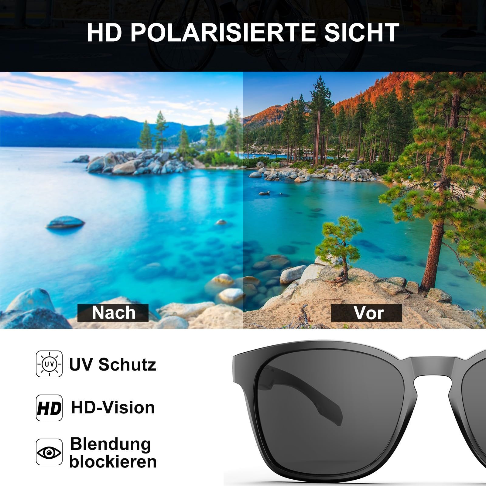 Сонцезахисні окуляри HAAYOT Чоловічі Поляризовані Жіночі Гнучка Легка TR90 оправа UV400, фото №5