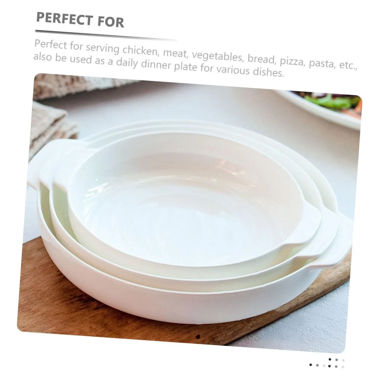 Керамическая форма для запекания INOOMP с двойной ручкой Белая, фото №6