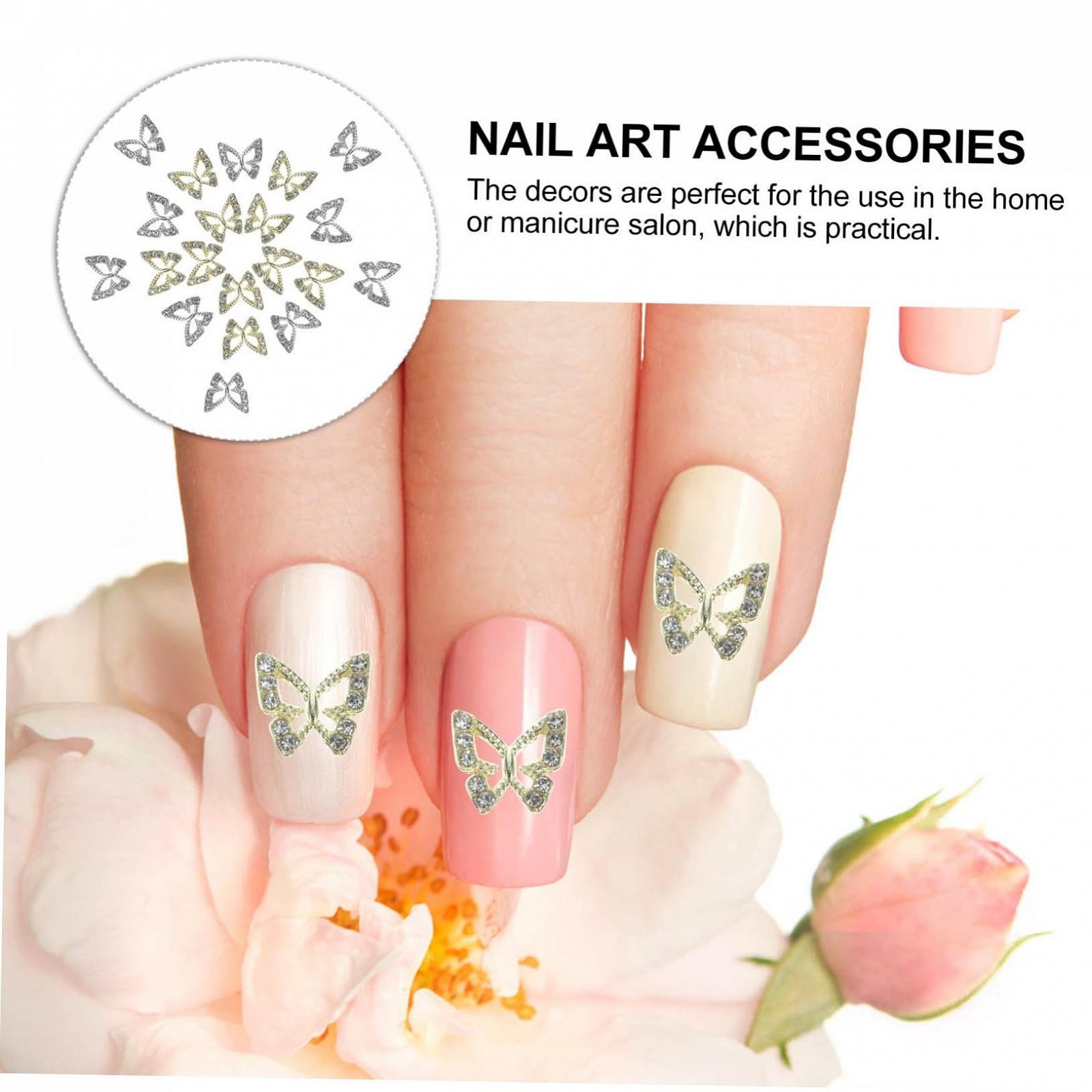 Подвески для ногтей Healvian Бабочки, 20 шт. Украшения для ногтей со стразами для маникюра и нейл-арта. Маленькие шармы для ногтей в качестве аксессуаров, фото №6