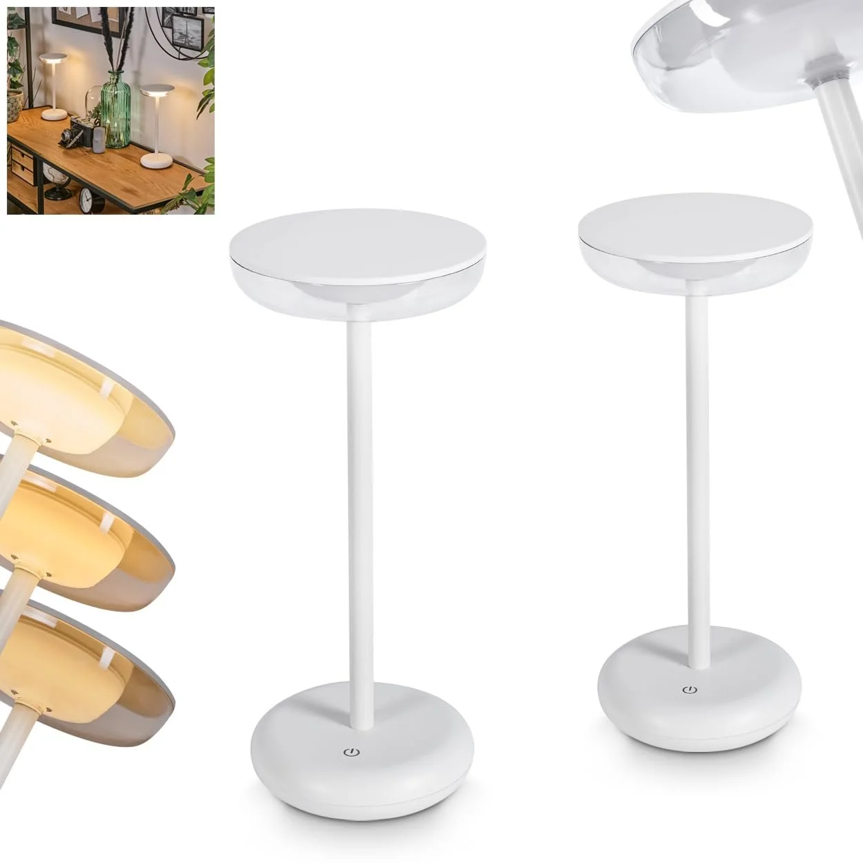 Настільна лампа HOFSTEIN Baigorrita LED комплект з 2 шт. 1 W 160 lm 3000 K USB-C Біла, фото №1