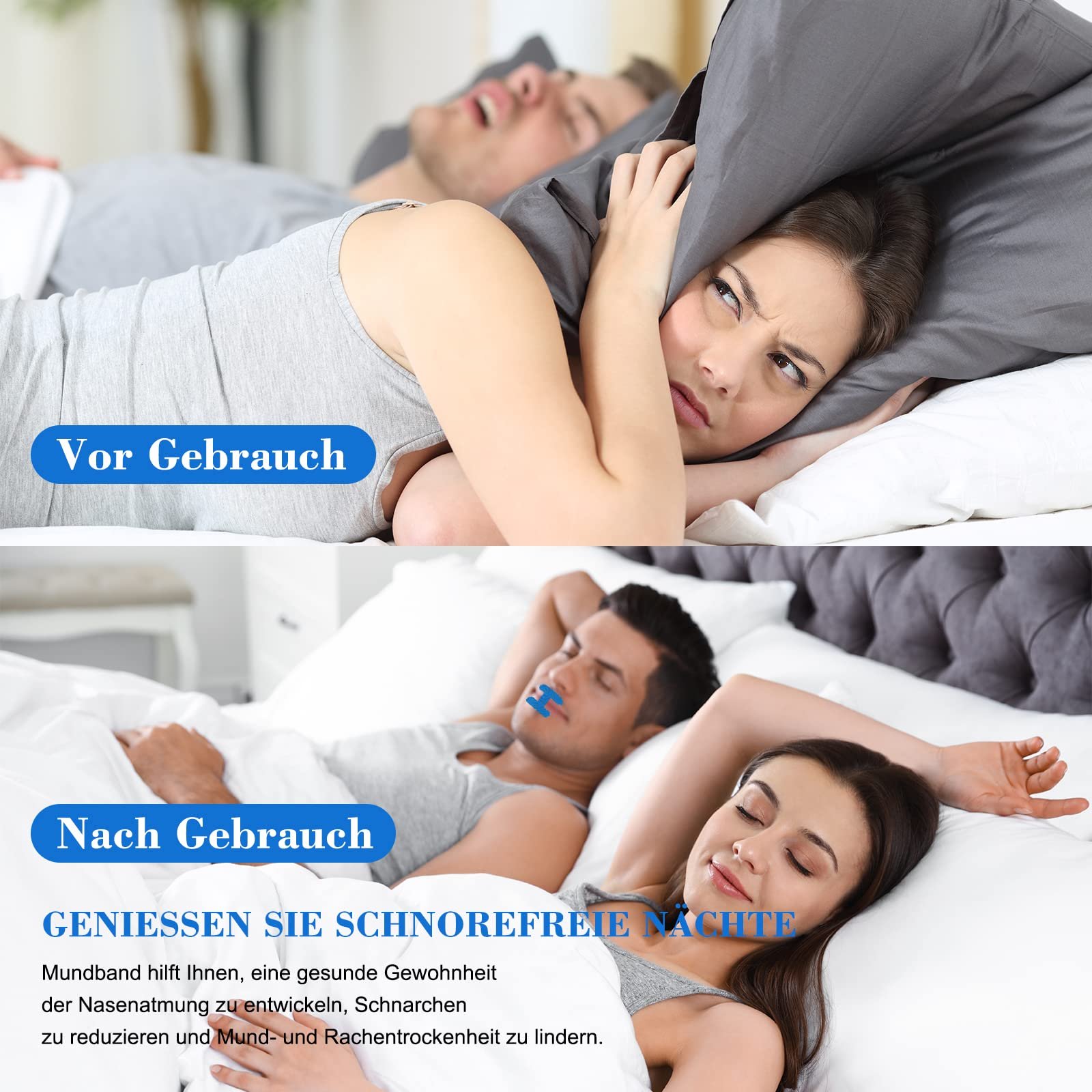 Смужка для рота для сну H-подібна 60 шт., допоміжні засоби від хропіння для чоловіків і жінок, фото №4