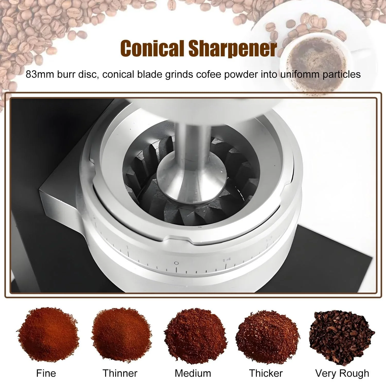 Ручная кофемолка, коническая, регулируемая, фото №8