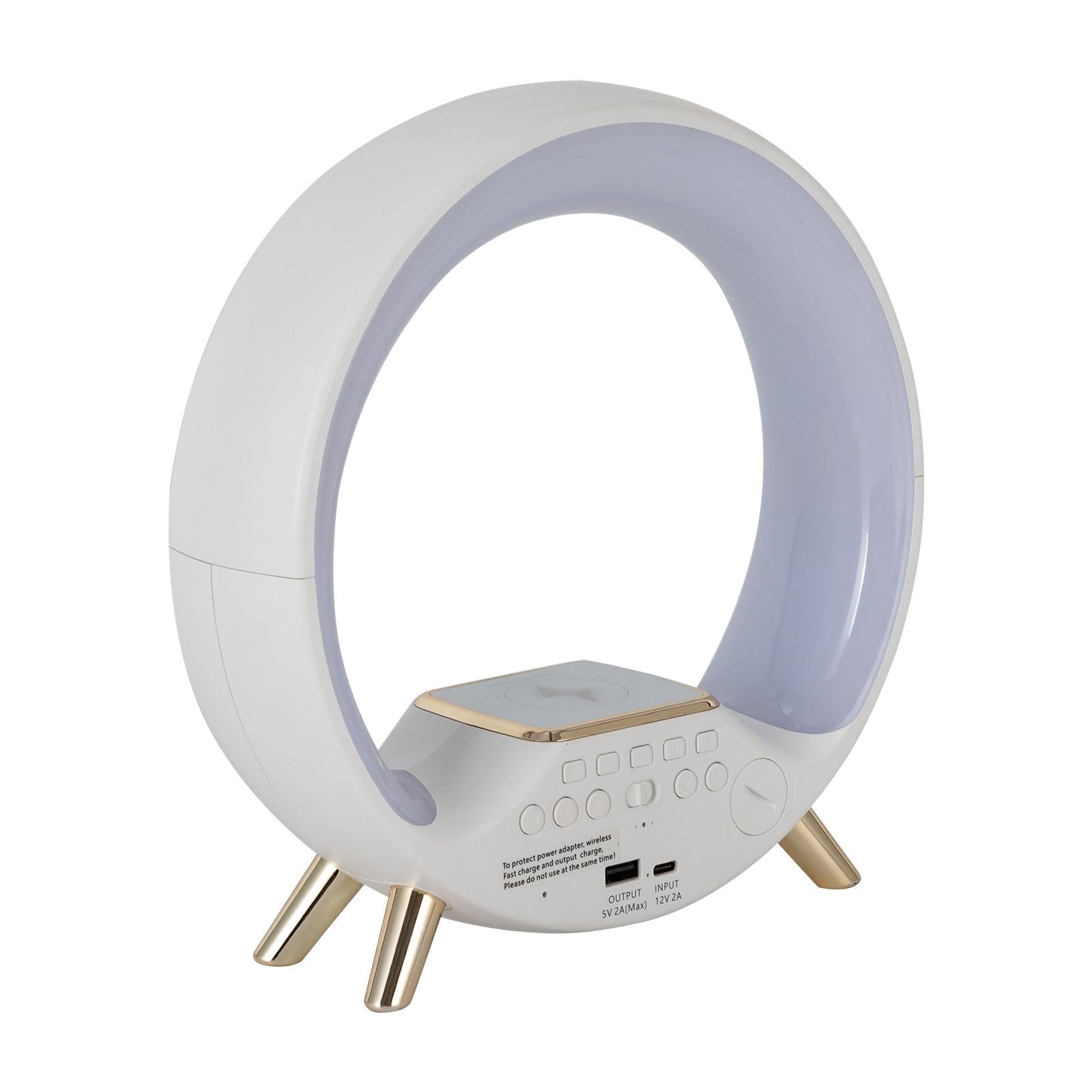 Настільна лампа нічна USB з бездротовою швидкою зарядкою 15W таймером та зміною кольорів Біла, фото №8