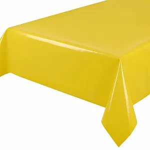 Скатертина клейонка прямокутна Однотонна Жовта 240 x 140 см - Фото 1