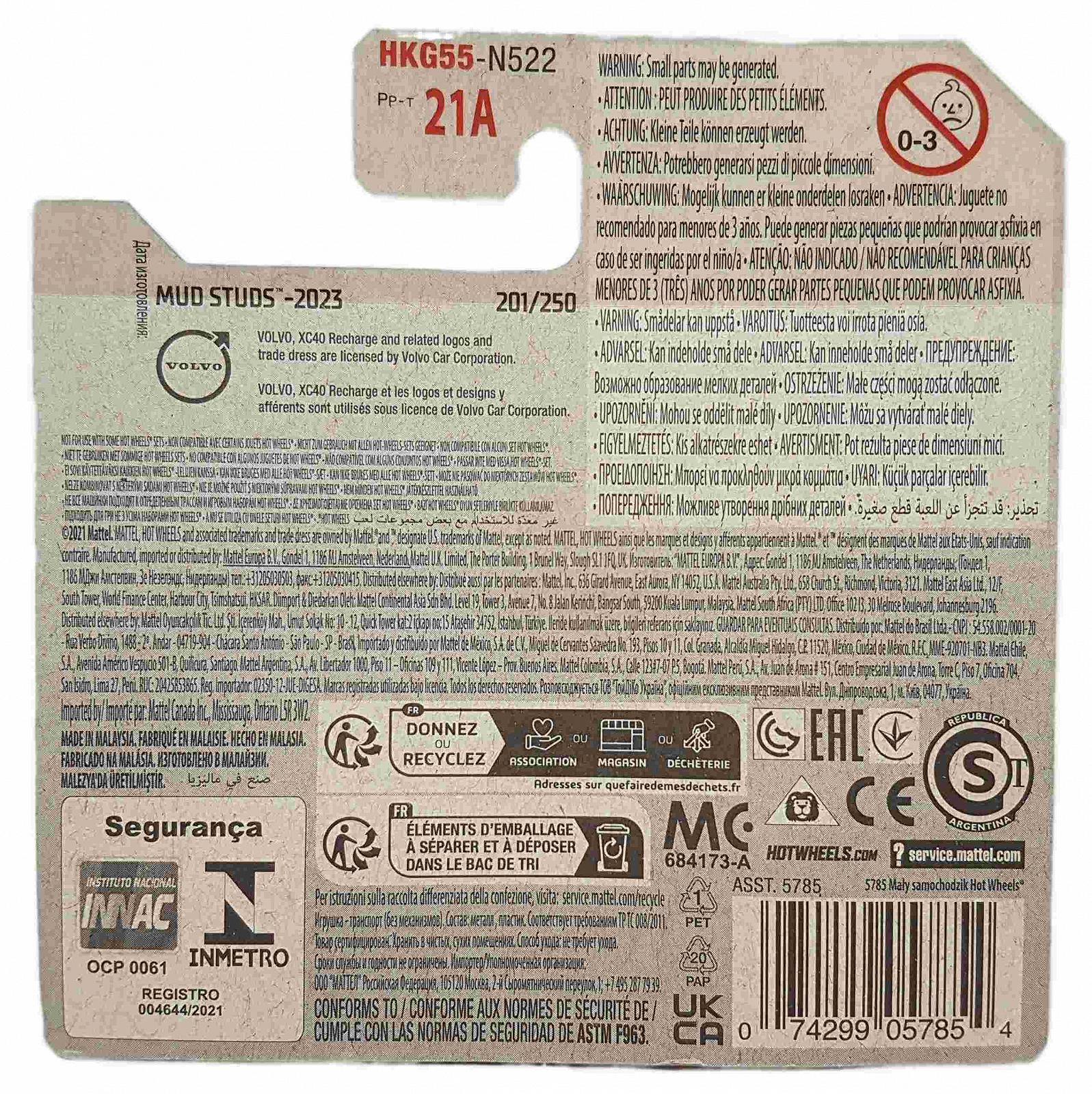 Игрушечная машинка Hot Wheels HKG55 Volvo XC40 Recharge Mud Studs Metallic Green, фото №3