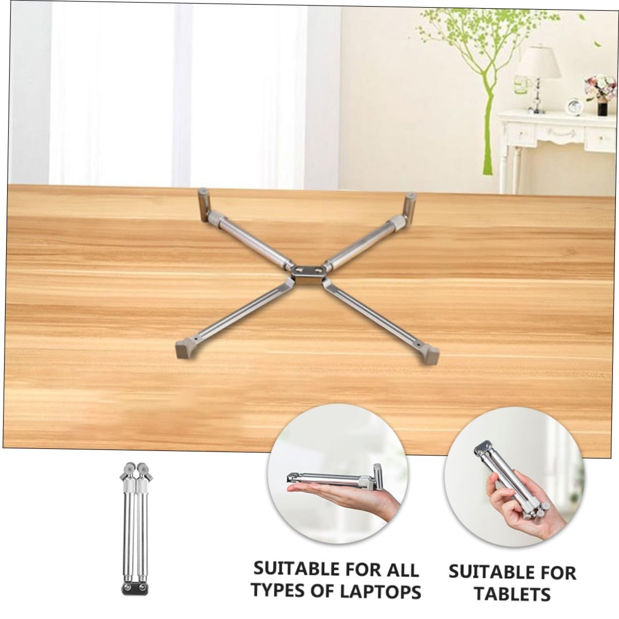 Підставка для ноутбука алюмінієва регульована складна надлегка з антиковзанням сумісна для ноутбуків і планшетів вентильована з порожнистим дном для розсіювання тепла портативна, фото №5