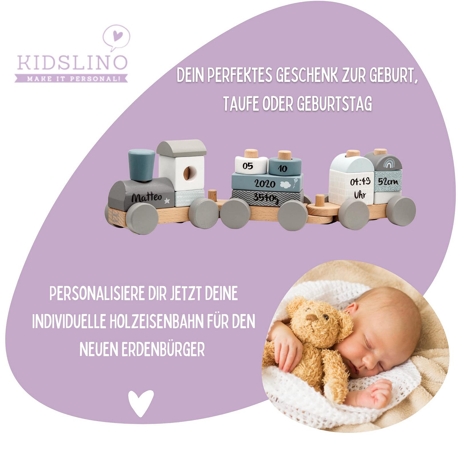 Деревянный поезд Kidslino Blue Персонализированный, фото №5 Деревянный поезд Kidslino Blue Персонализированный, фото №5